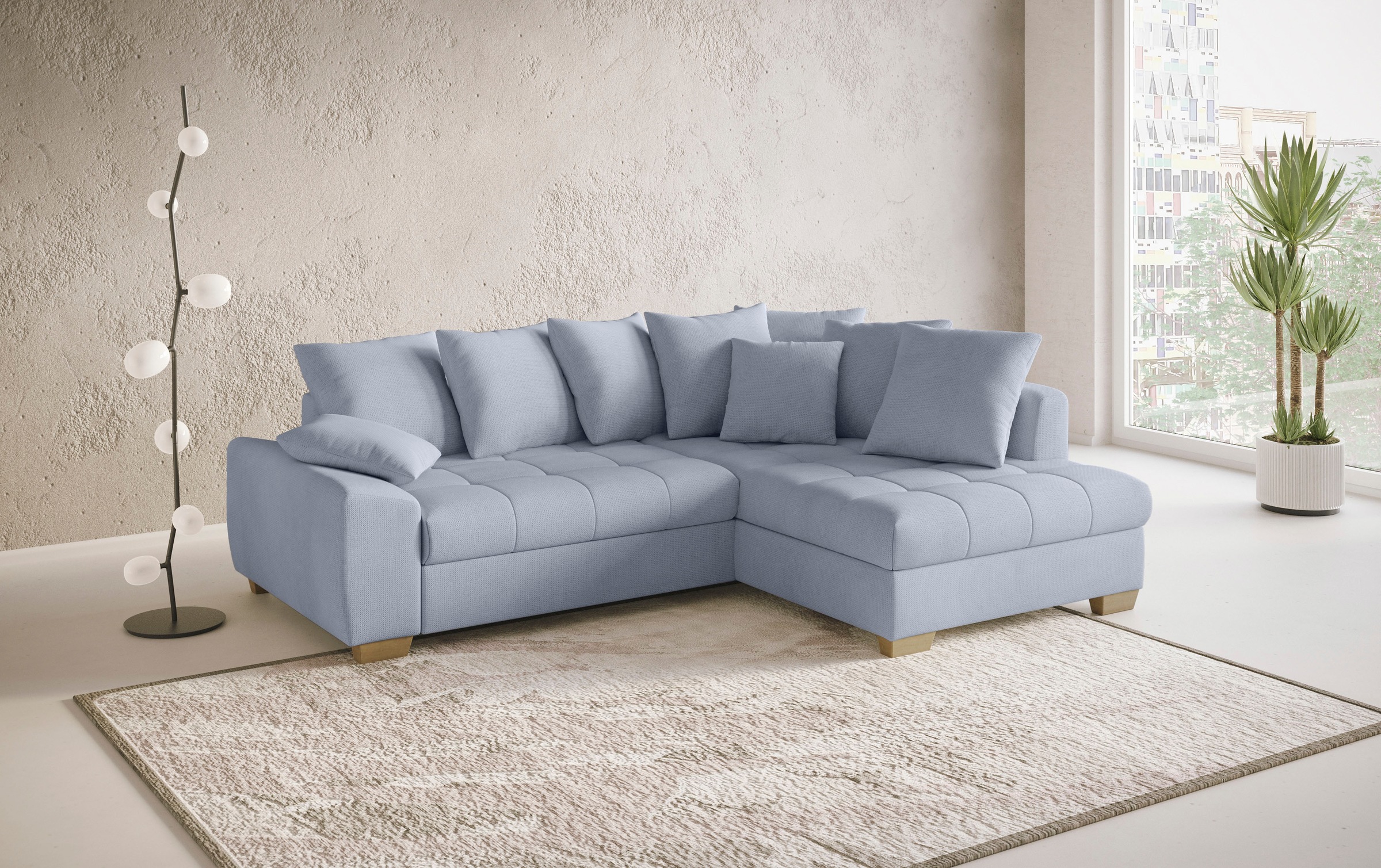 Mr. Couch Ecksofa »Nikita II, L-Form, bis 140kg pro Sitzplatz belastbar«, mit Kaltschaumpolsterung, wahlweise mit Bett und Bettkasten