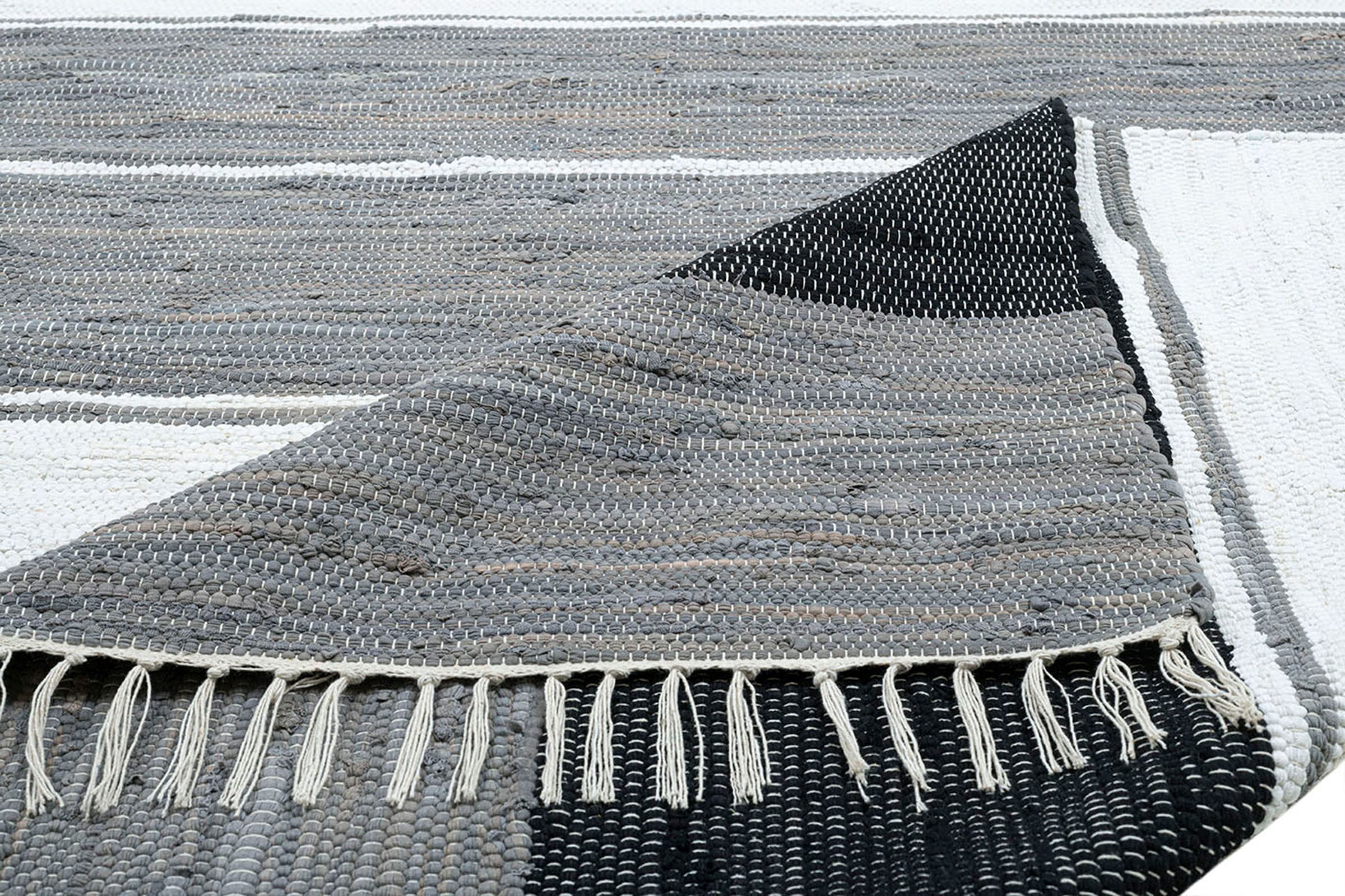 Cotton«, reine gestreift, Fransen Baumwolle, handgewebt, »Stripe Teppich rechteckig, Flachgewebe, mit THEKO