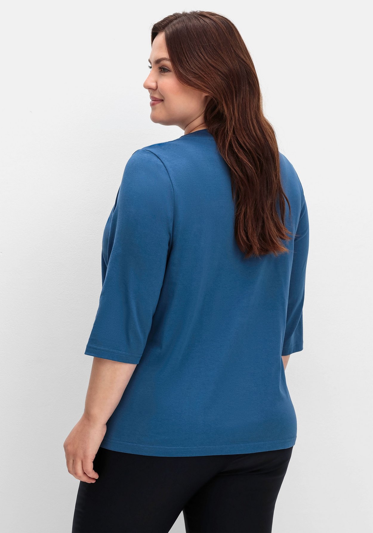 Sheego 2-in-1-Shirt »Shirt mit 3/4-Ärmeln und Glitzerdetail«, mit 3/4-Ärmeln und Glitzerdetail