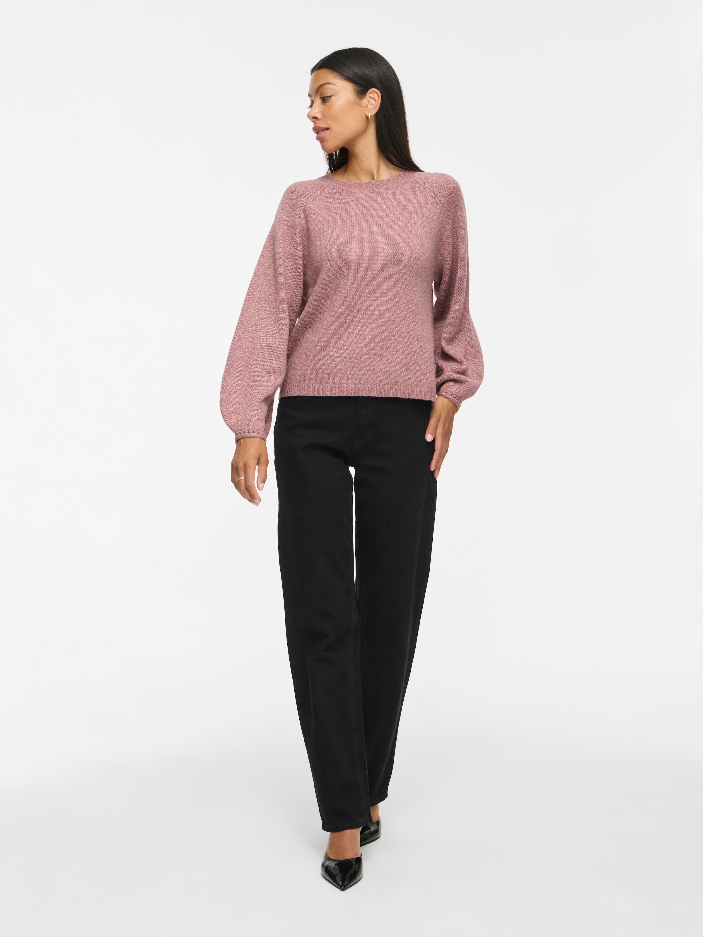 Vila Strickpullover »VISAPNA O-NECK L/S KNIT TOP/PB/1« Materialmix, regular fit