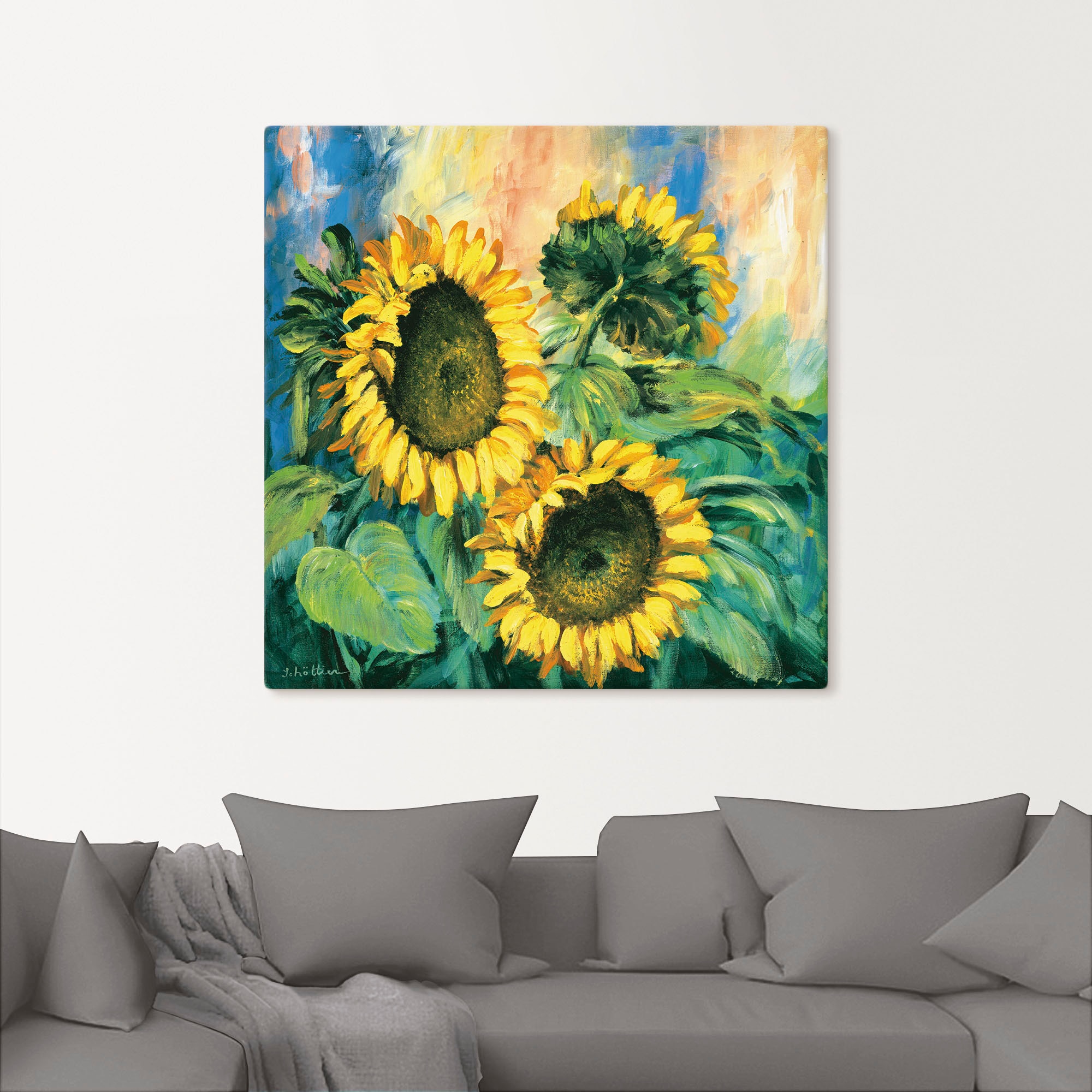 Artland Leinwandbild »Sonnenblumen II« Blumen 1 Stk. tlg. auf Holzrahmen gespannt