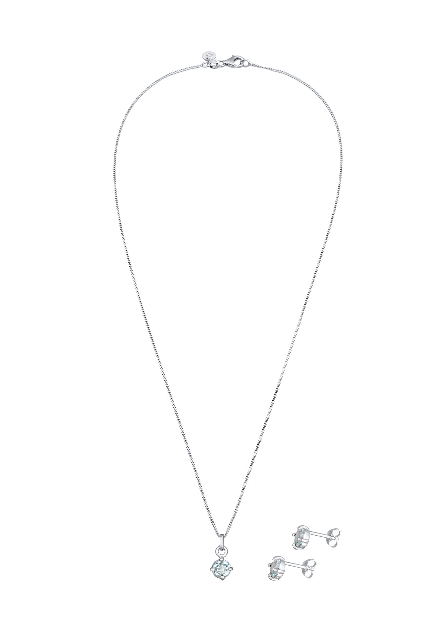 Elli Premium Ohrring und Ketten Set »Schmuckset Topas Ohrstecker Solitär Kette 925 Silber«