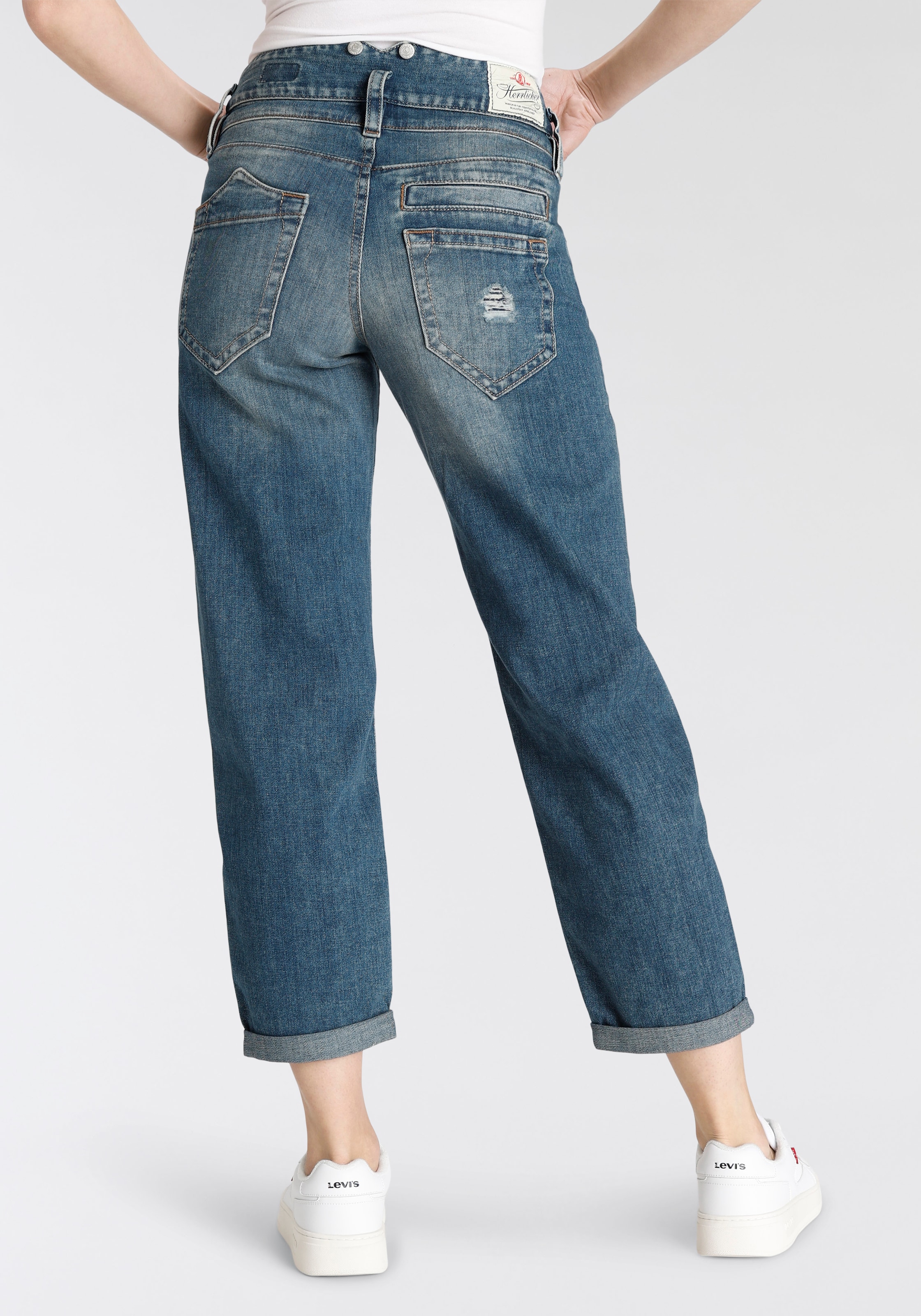 Herrlicher Boyfriend-Jeans »Jeans Pitch HI Tap Organic Denim«, Abriebeffekte, Vintage, umweltfreundlich dank Kitotex Technology