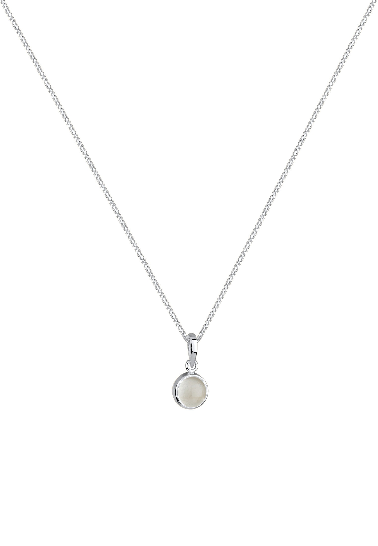 Elli Silberkette »Halskette Klassik Mondstein Edelstein Rund Natur 925 Silber«