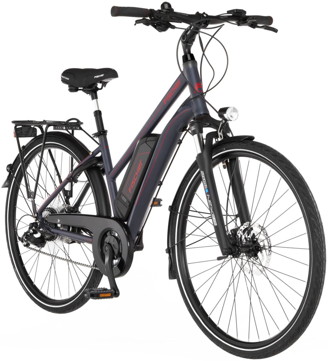 FISCHER Fahrrad E-Bike »VIATOR 1.0 Trapez 44«, 8 Gang, Shimano, Acera, Heckmotor 250 W, Pedelec für Damen u. Herren, Trekkingrad, mit integr. Rahmenschloss