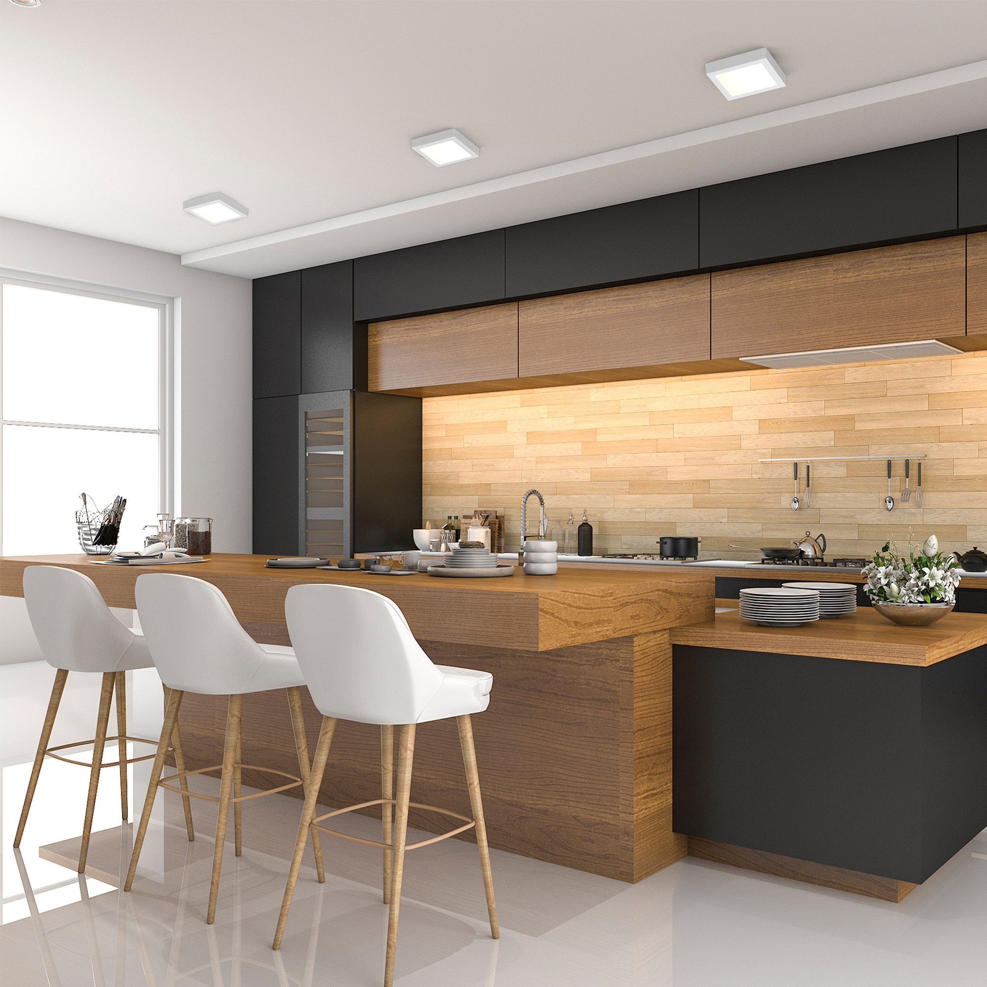 B.K.Licht LED Aufbaustrahler, 1 flammig, Leuchtmittel LED-Board | LED fest integriert, LED Unterbauleuchte inkl. 12W 900lm 3.000K Aufputz Strahler Eckig weiß