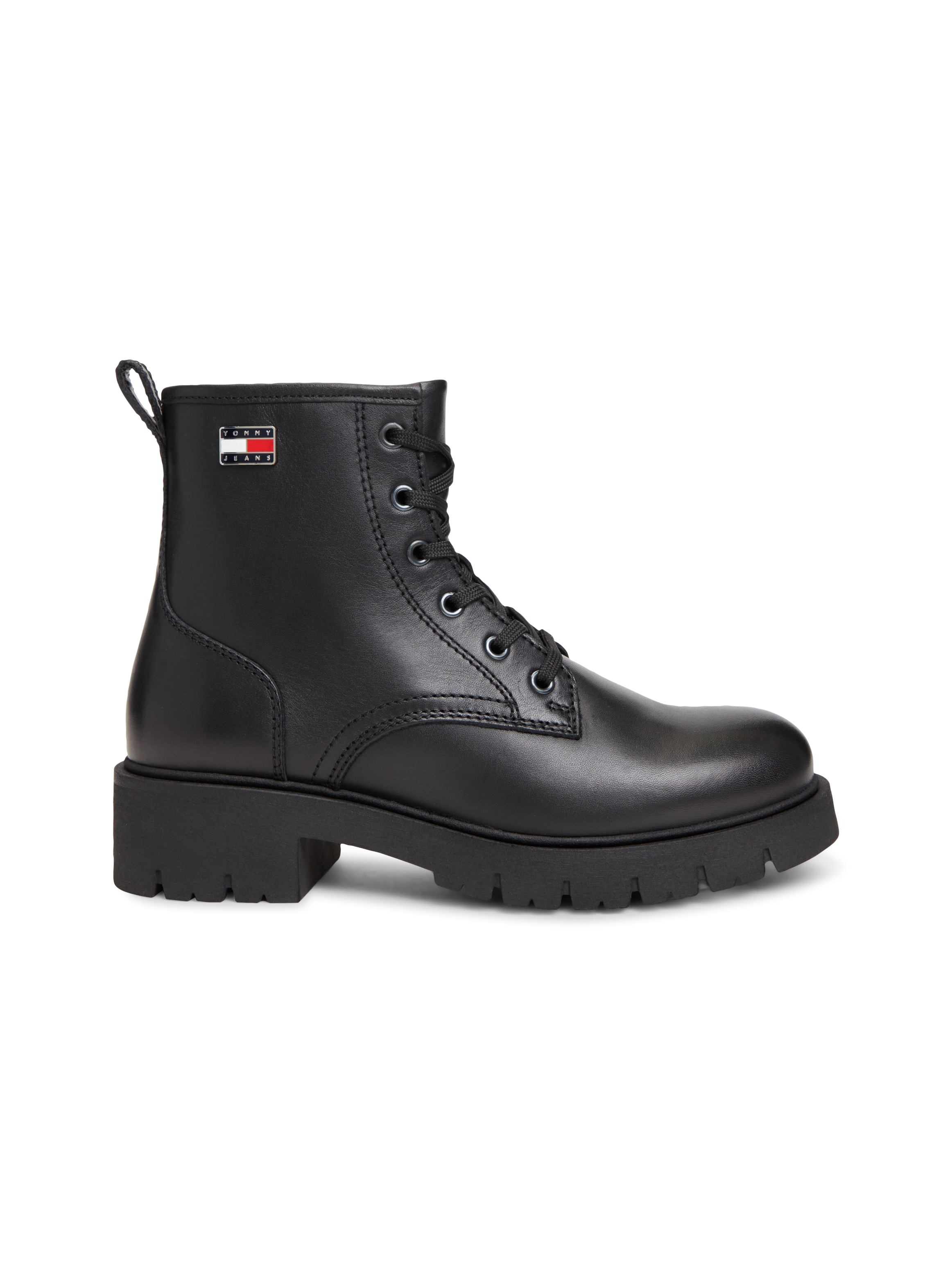Tommy Jeans Schnürstiefelette »TJW CLEATED LACE UP BOOTS«  Blockabsatz, Schnürboots mit seitlicher Logoflag