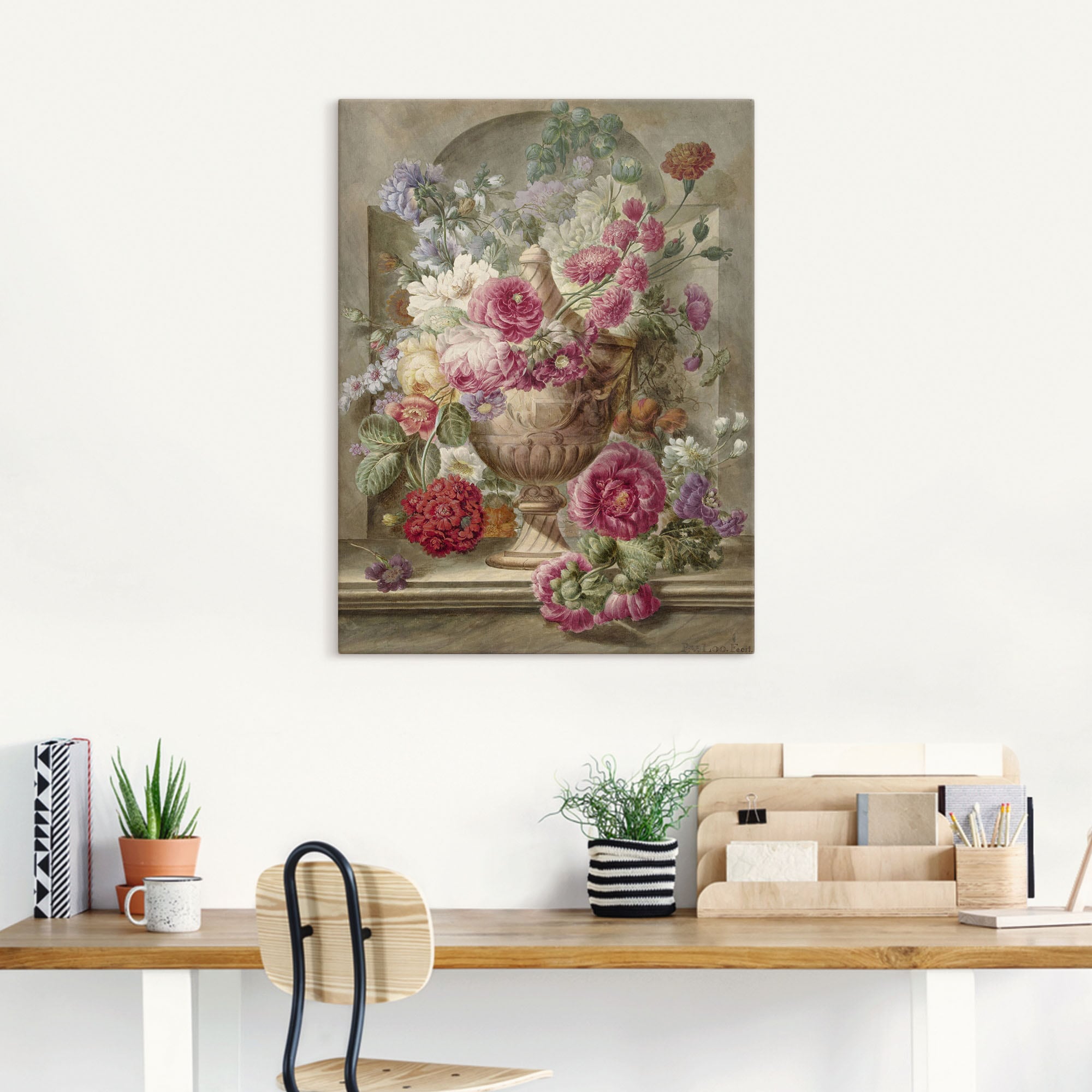 Artland Leinwandbild »Vase mit Blumen.« Arrangements 1 Stk. tlg. auf Holzrahmen gespannt
