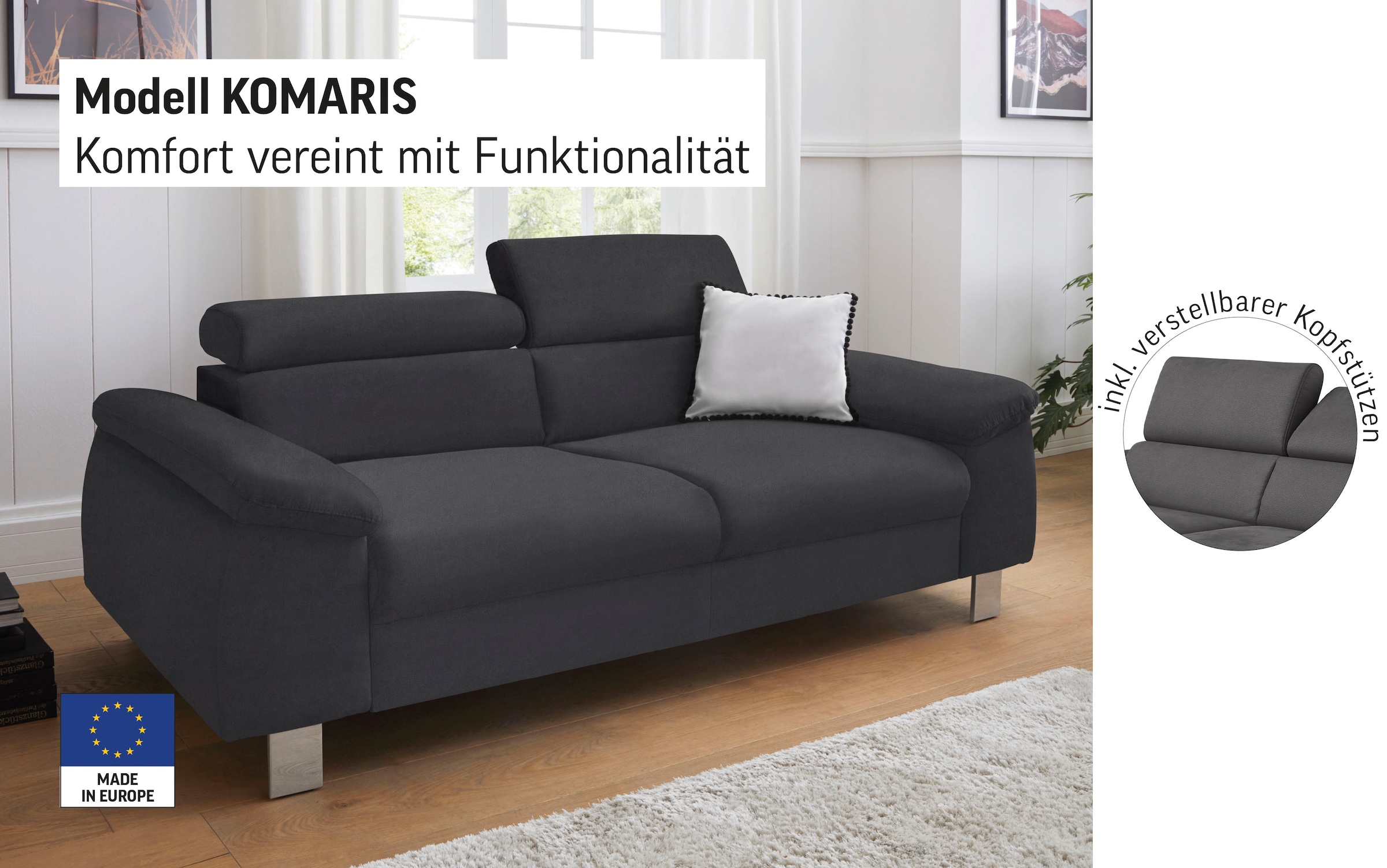 COTTA 3-Sitzer »Komaris, B: 193 cm«, mit Kopfteilverstellung