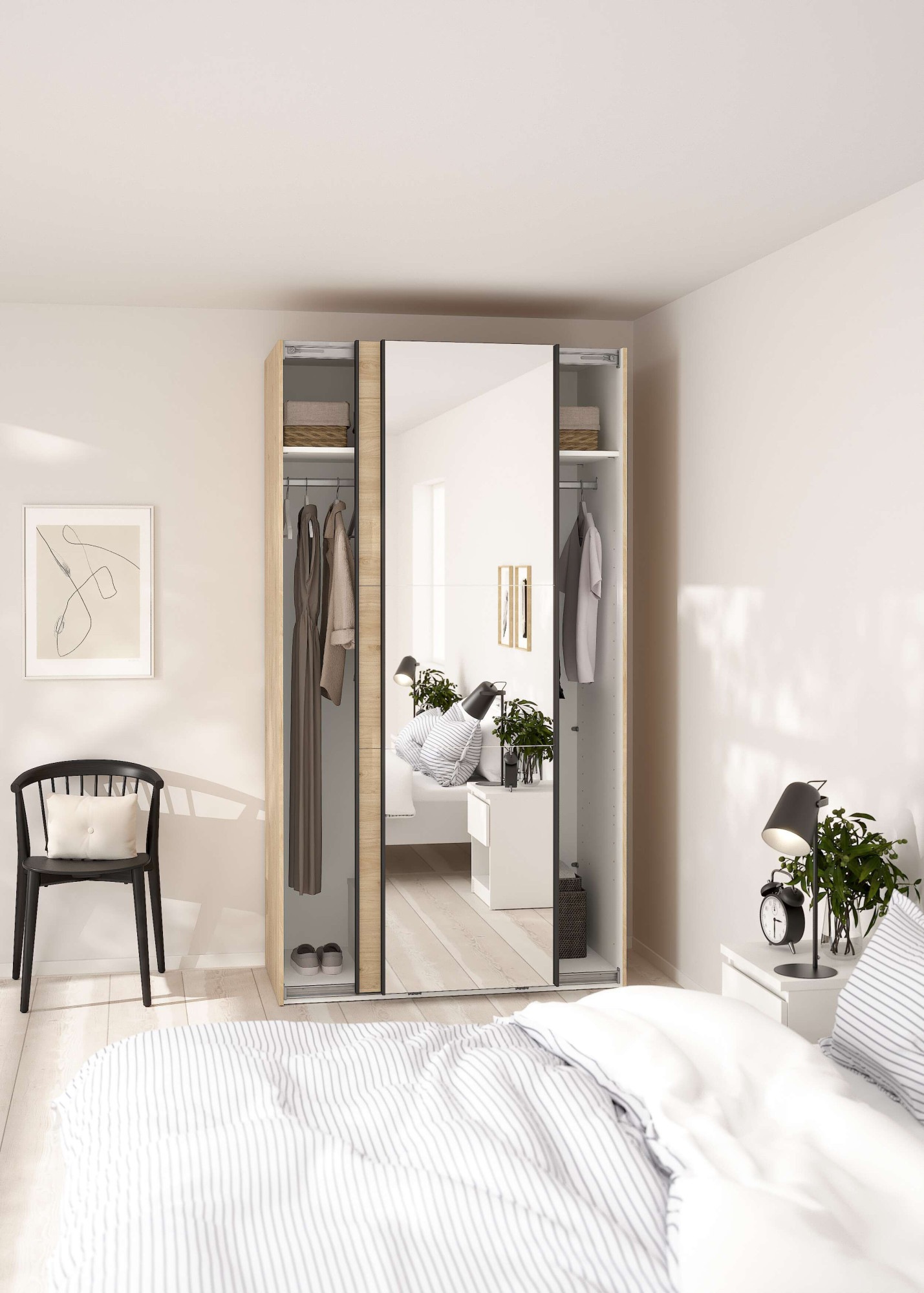 Home affaire Schwebetürenschrank »Como, Kleiderschrank, Schlafzimmerschrank« 1 Schwebetür, 1 Spiegelschiebetür, Kleiderstange, Einlegeboden