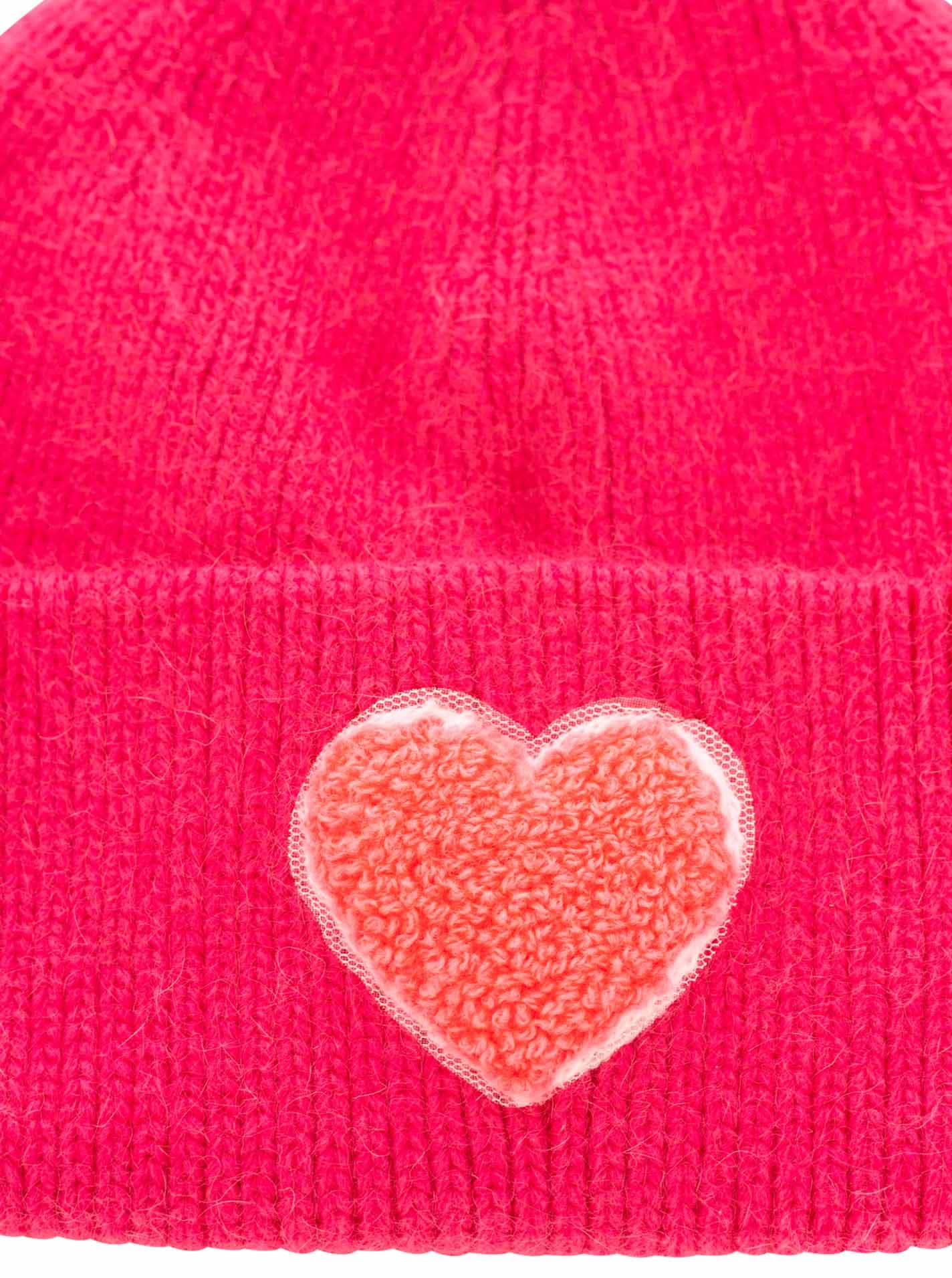 Zwillingsherz Beanie »"Heart Patch"-KIDS« Pinkes Herz-Patch, breiter Umschlag, gerippt, mit Wollanteil