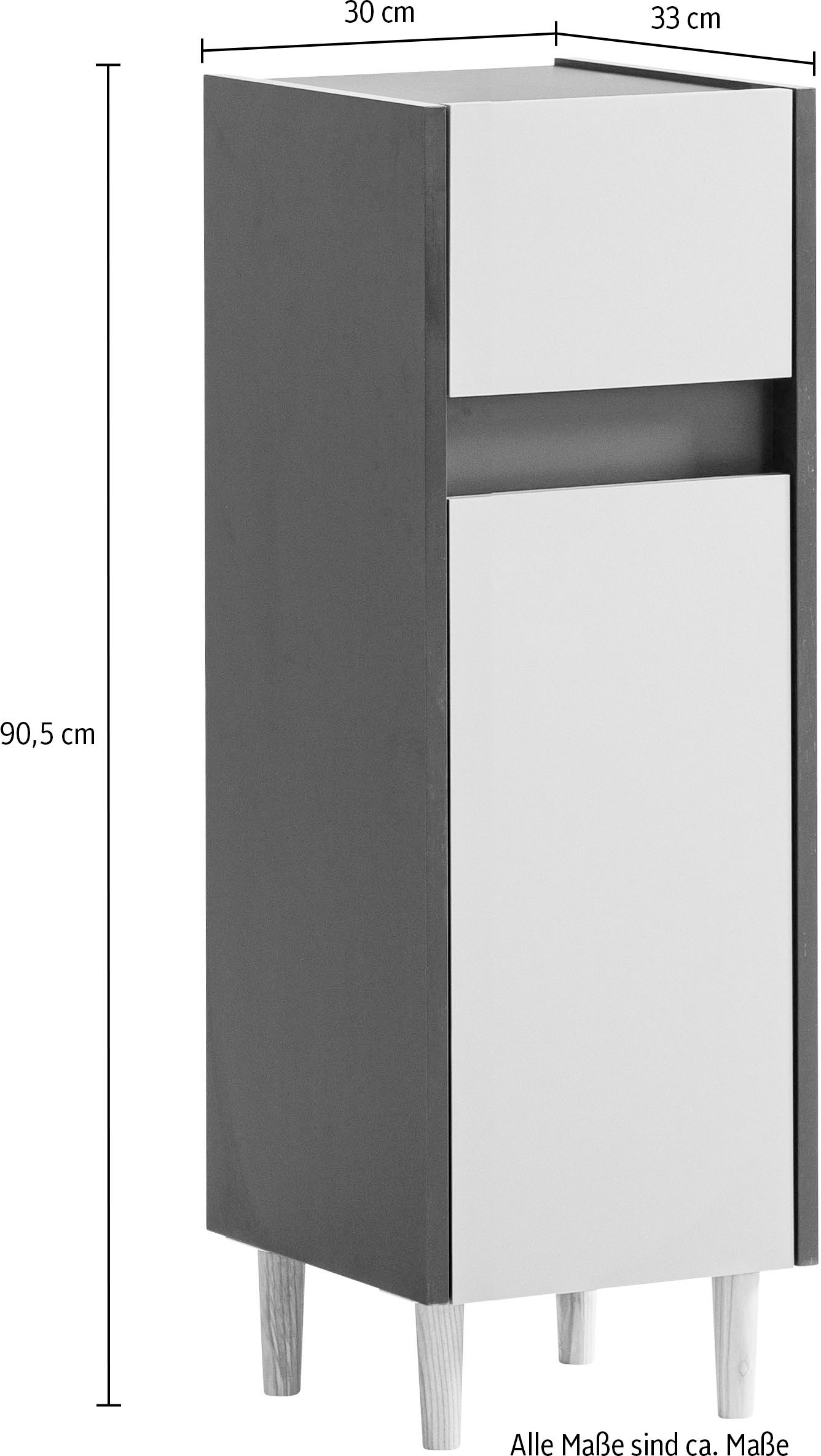 welltime Unterschrank »Lovis, Breite 30 cm« Wechselbarer Türanschlag, Möbelfüße aus Massivholz