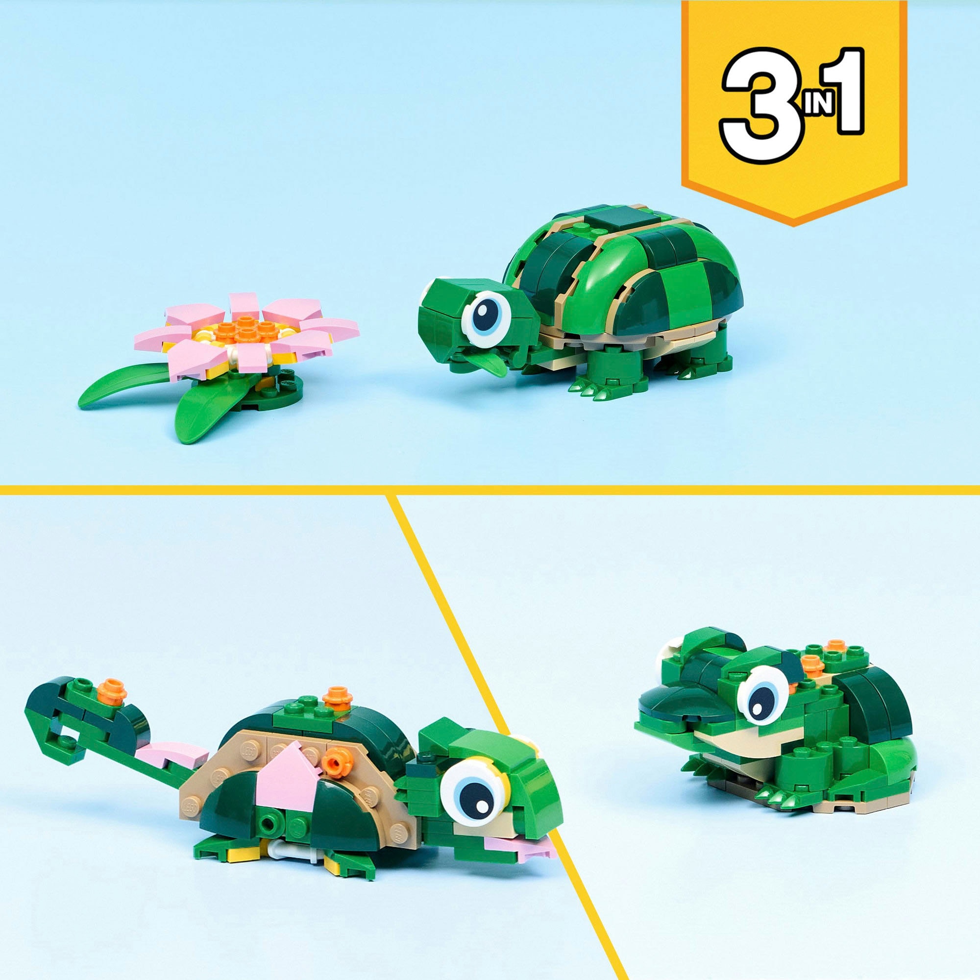LEGO® Konstruktionsspielsteine »Schildkröte mit Seerose (31377), LEGO Creator« Made in Europe