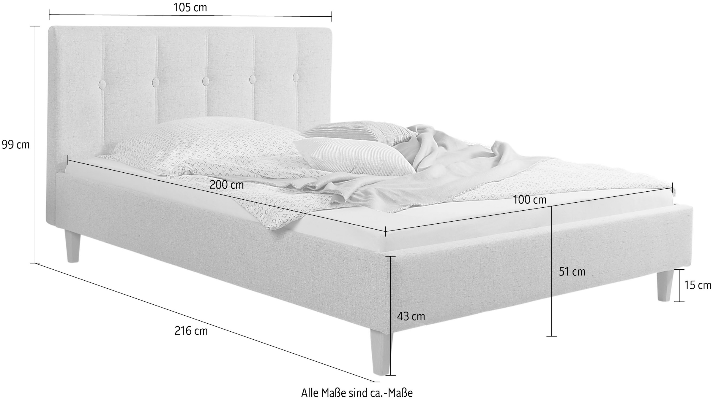 Maintal Polsterbett »Leesburg« Bettseiten zerlegt, ohne Bettkasten
