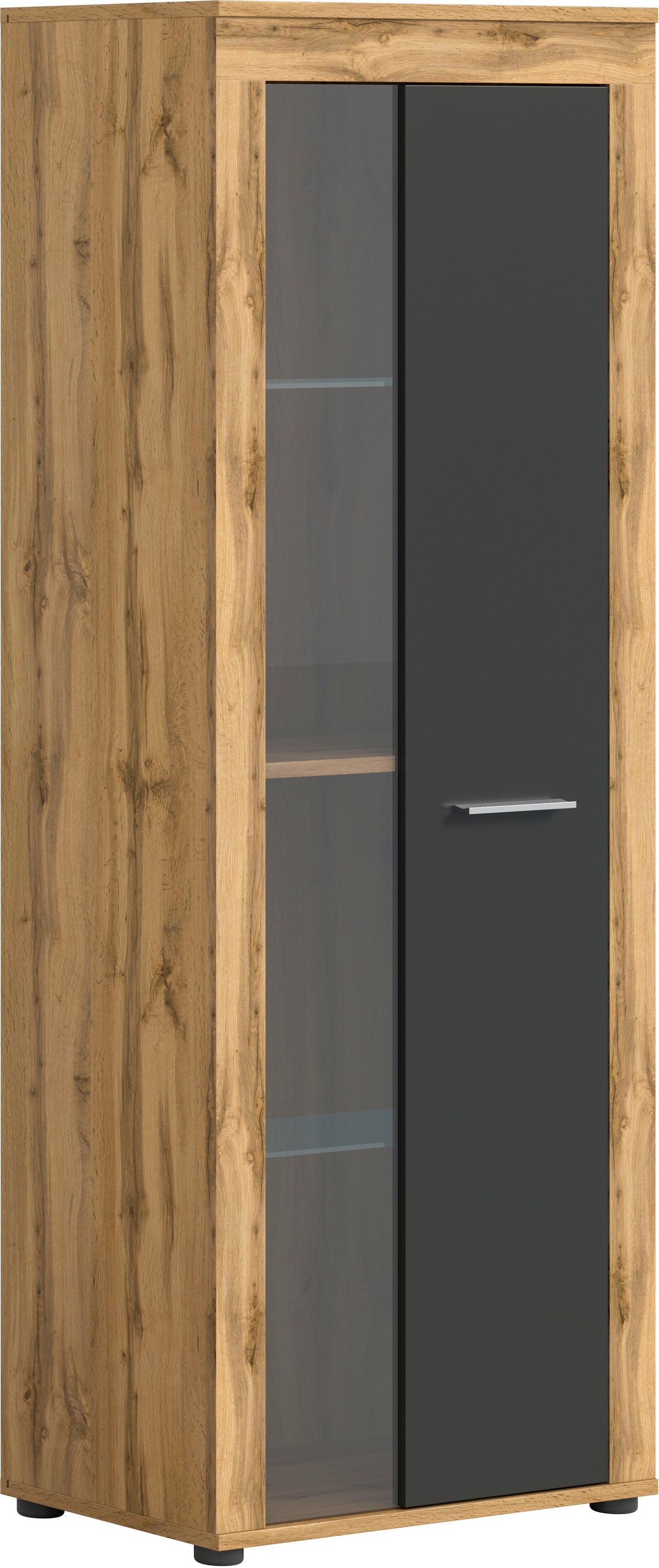 INOSIGN Vitrine »Aosta, Höhe 159 cm, in verschiedenen Farbausführungen«, 1 Tür, 3 Einlegeböden, 4 Fächer, Wohnzimmer, Standvitrine, Glasvitrine