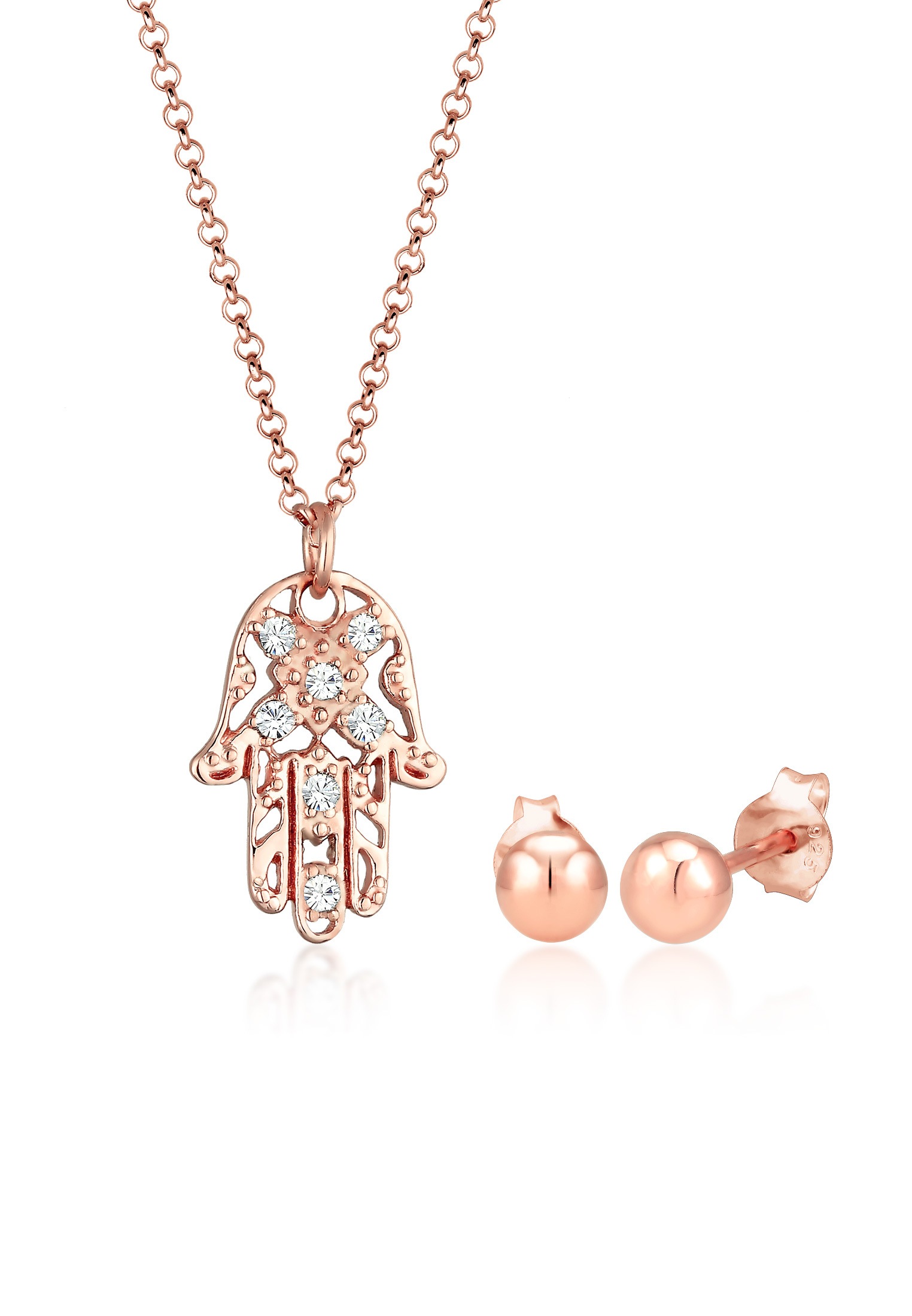 Elli Ohrring und Ketten Set »Schmuckset Hand der Fatima Kristalle Kugel Set 925 Silber«