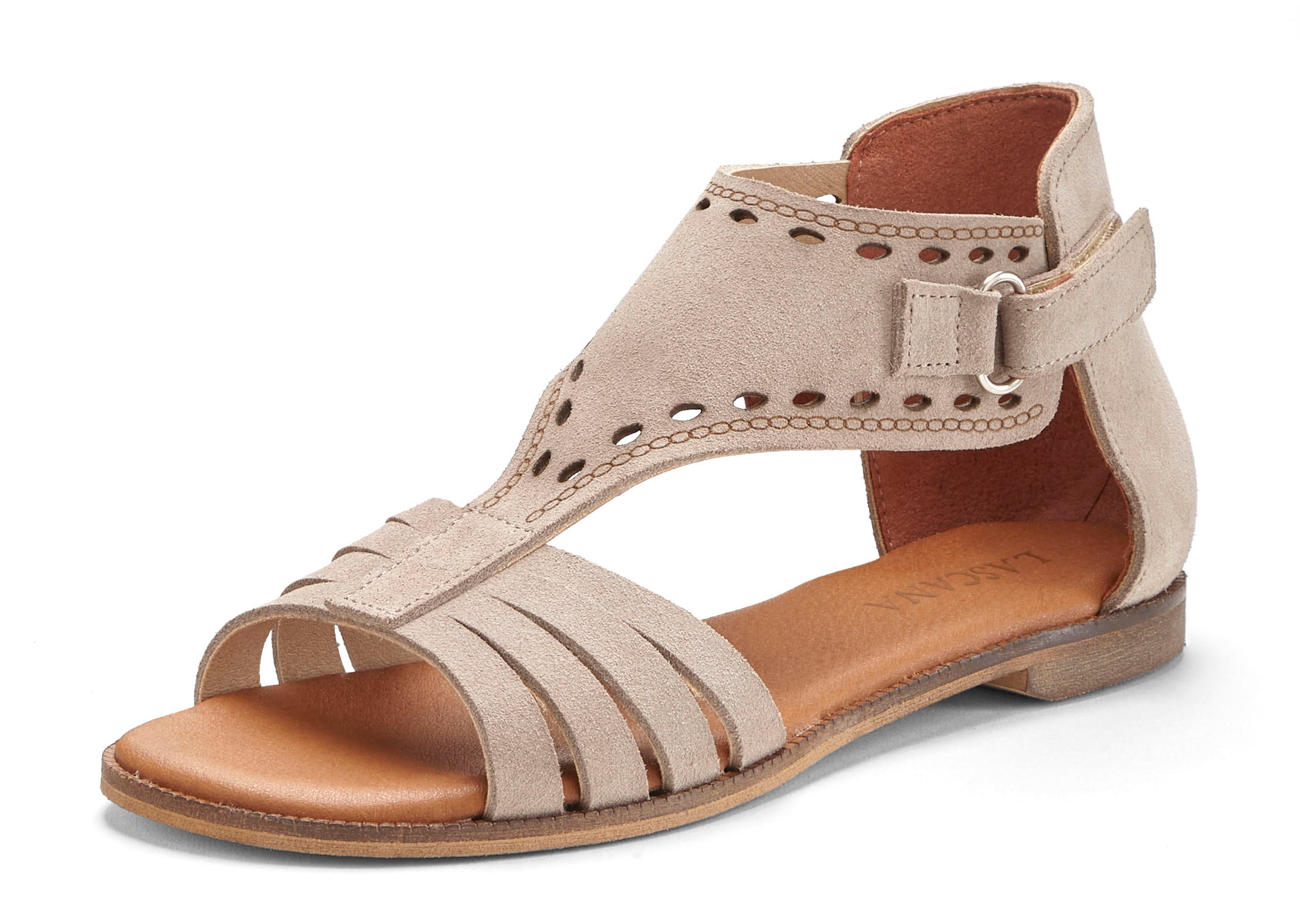 LASCANA Sandale »Sommerschuh«, Sandalette, Sommerschuh aus hochwertigem Leder mit kleinen Cut-Outs