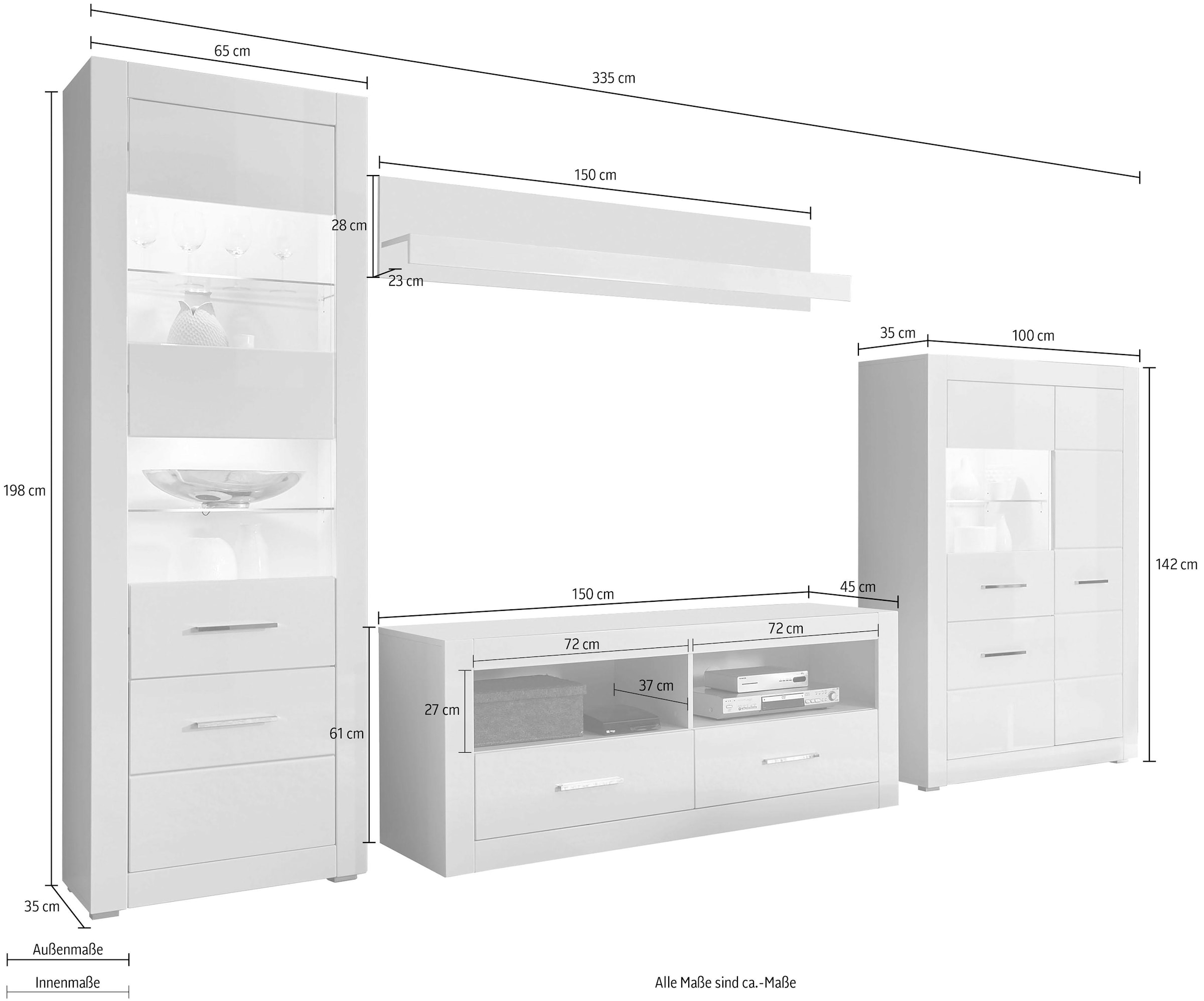 INOSIGN Wohnwand »BIANCO«, St.) bestellen Raten (Set, 4 auf