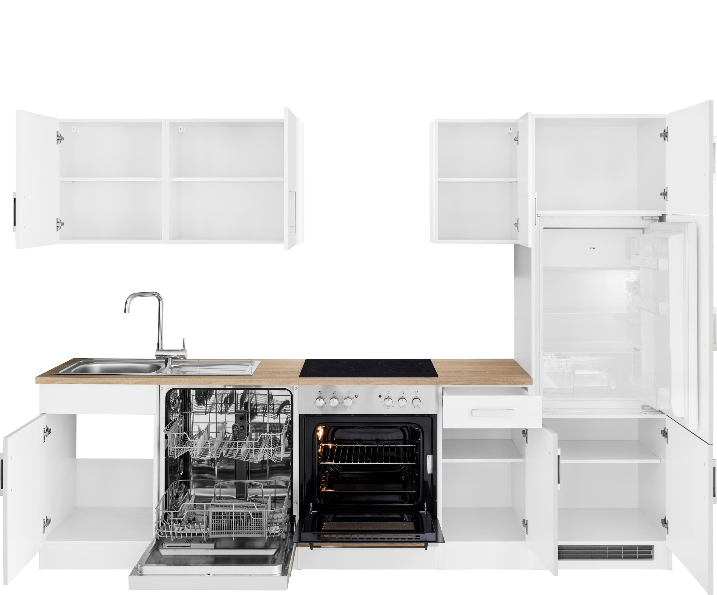 KOCHSTATION Küchenzeile »KS-Gera« Breite 270 cm, wahlweise mit E-Geräten, mit Arbeitsplatte