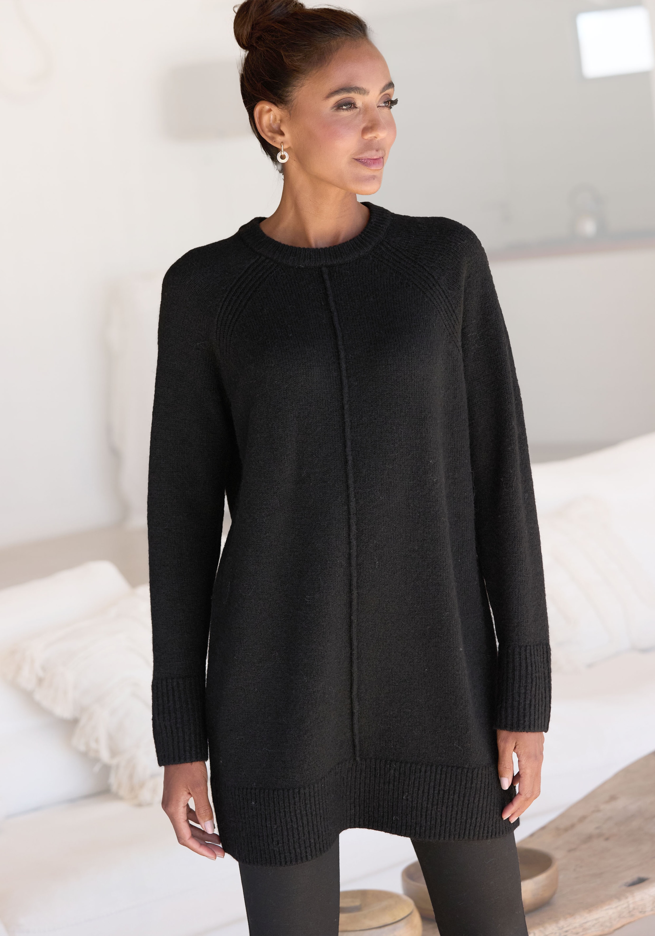 LASCANA Longpullover, in lässiger Form aus supersofter Qualität, Kuschelpulli, Pulloverkleid