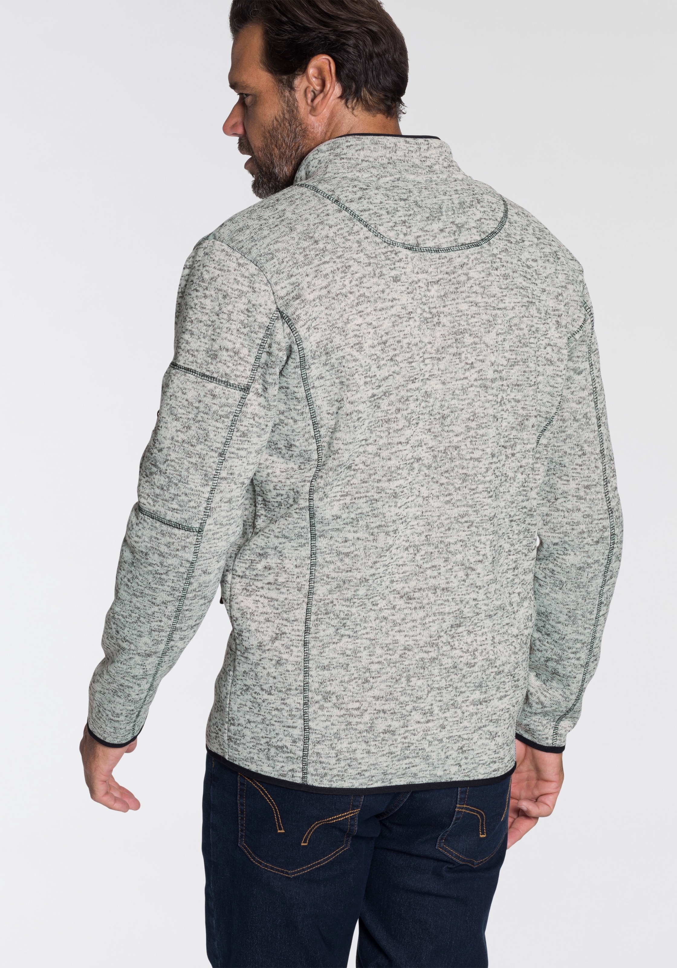 Man's World Strickfleecejacke, für die Übergangszeit, mit Reißverschlusstaschen, mit Stehkragen