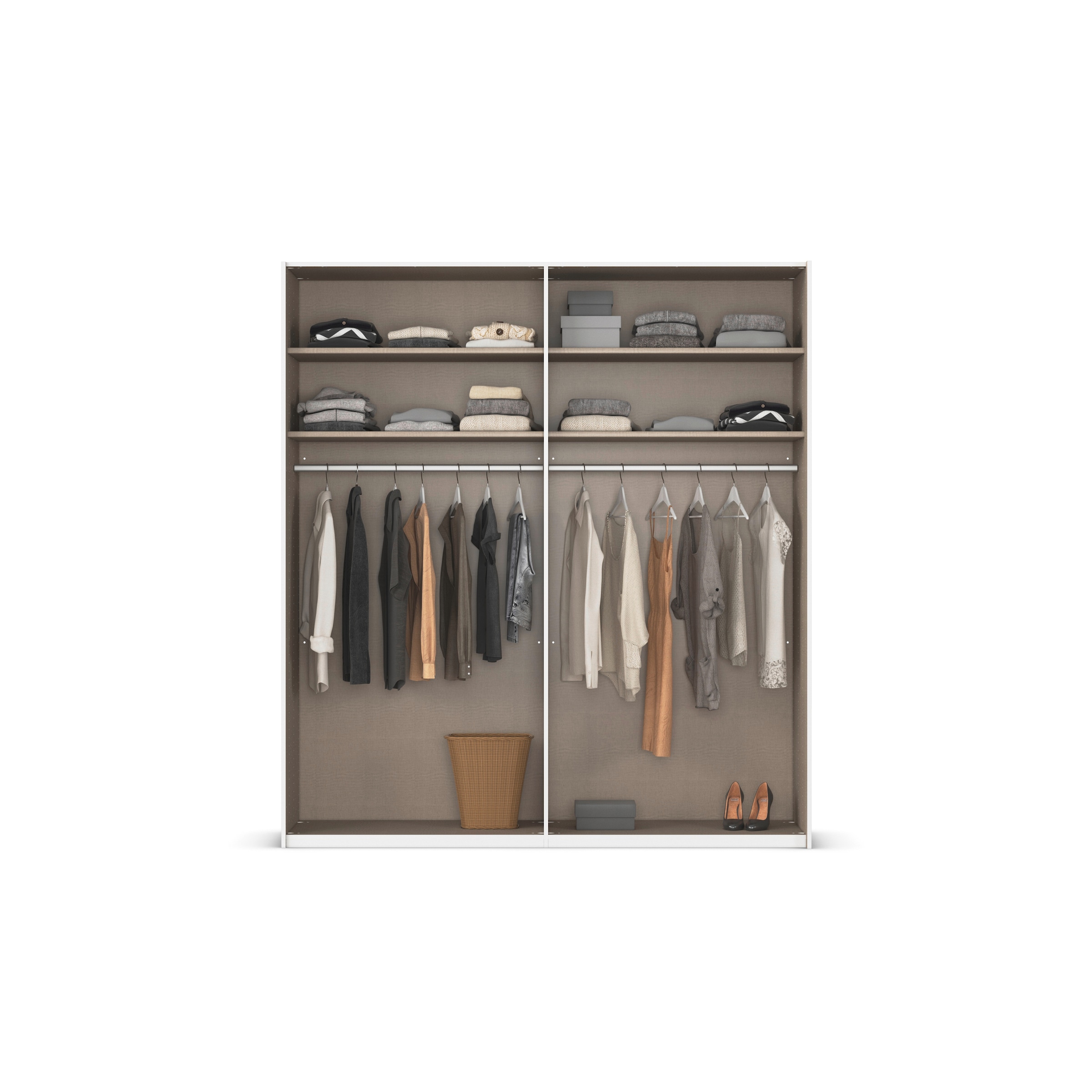 rauch Schwebetürenschrank »Kleiderschrank Schrank Garderobe Schlafzimmerschrank EVELYN«, in elegantem Stil mit Spiegel 5 Breiten viel Stauraum MADE IN GERMANY