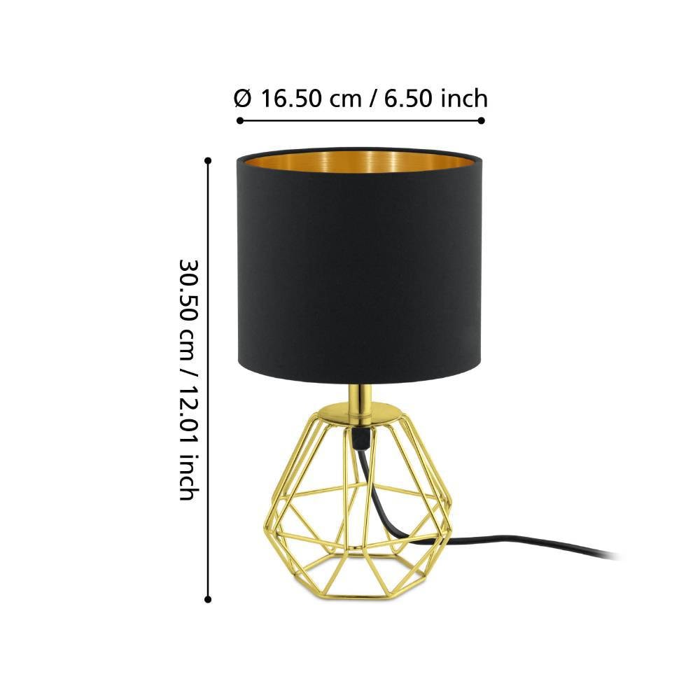 EGLO Tischleuchte »CARLTON 2«, 1 flammig, Leuchtmittel E14 | ohne Leuchtmittel, Nachttischlampe, Vintage, Metall, Stoff, Drahtgeflecht, 30,5x16,5cm