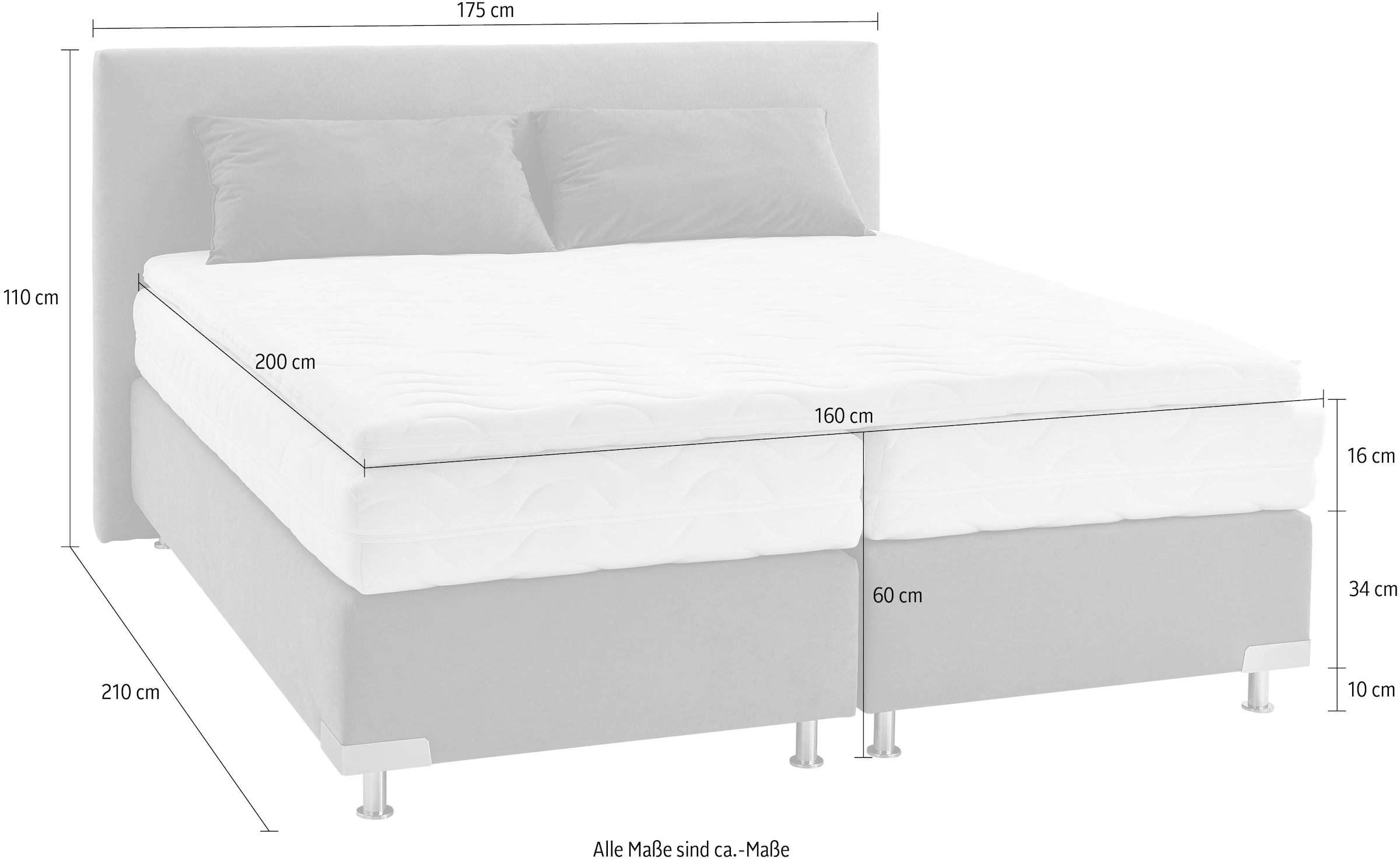 Westfalia Schlafkomfort Boxspringbett »Ambiente, wahlweise in verschiedenen Größen & Farben«, in verschiedenen Härtegraden, wahlweise mit Topper