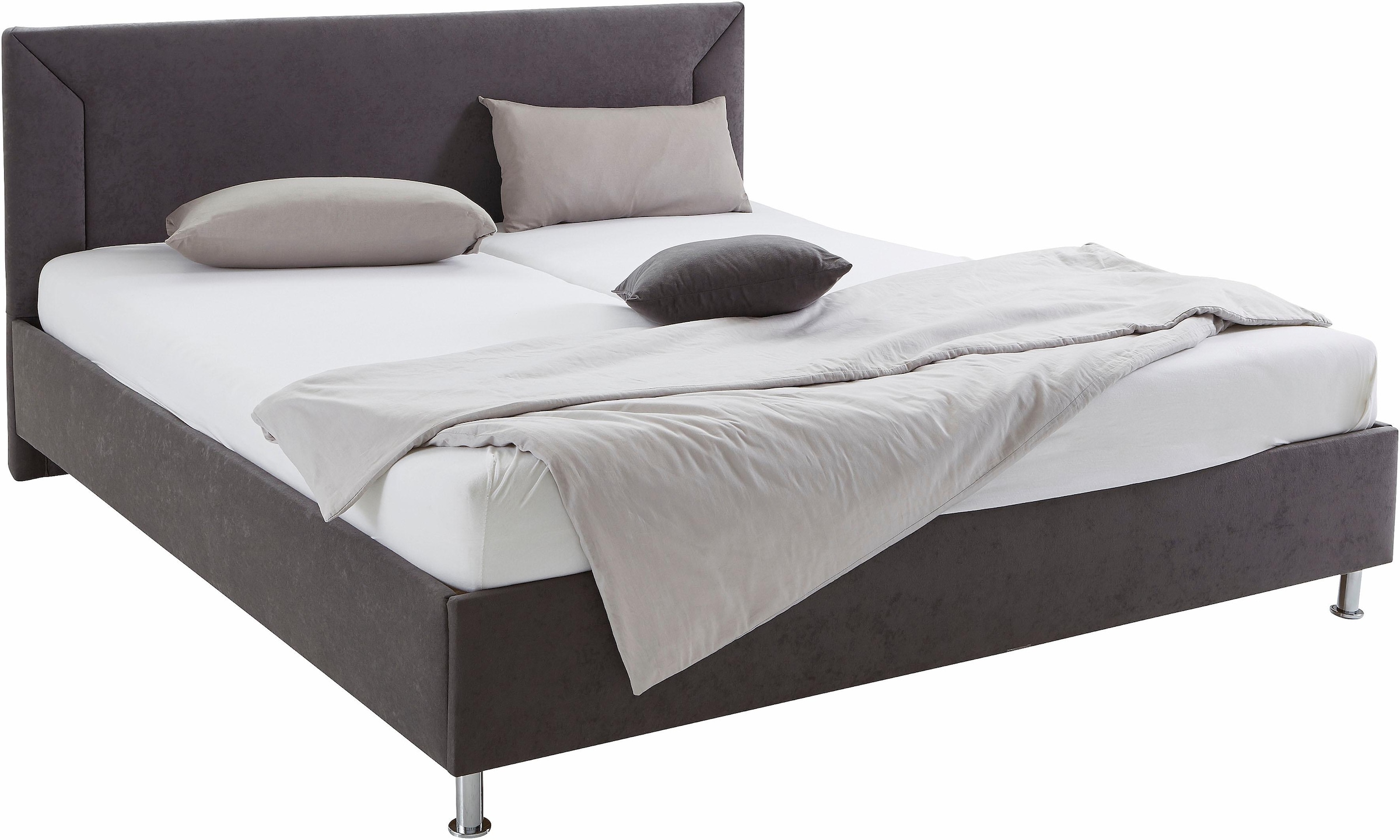 Westfalia Schlafkomfort, Polsterbett in diversen Ausführungen, dunkelgrau, Bezug Bett: Microfaser (100% Polyester);Bonnell-Federkernmatratze: 