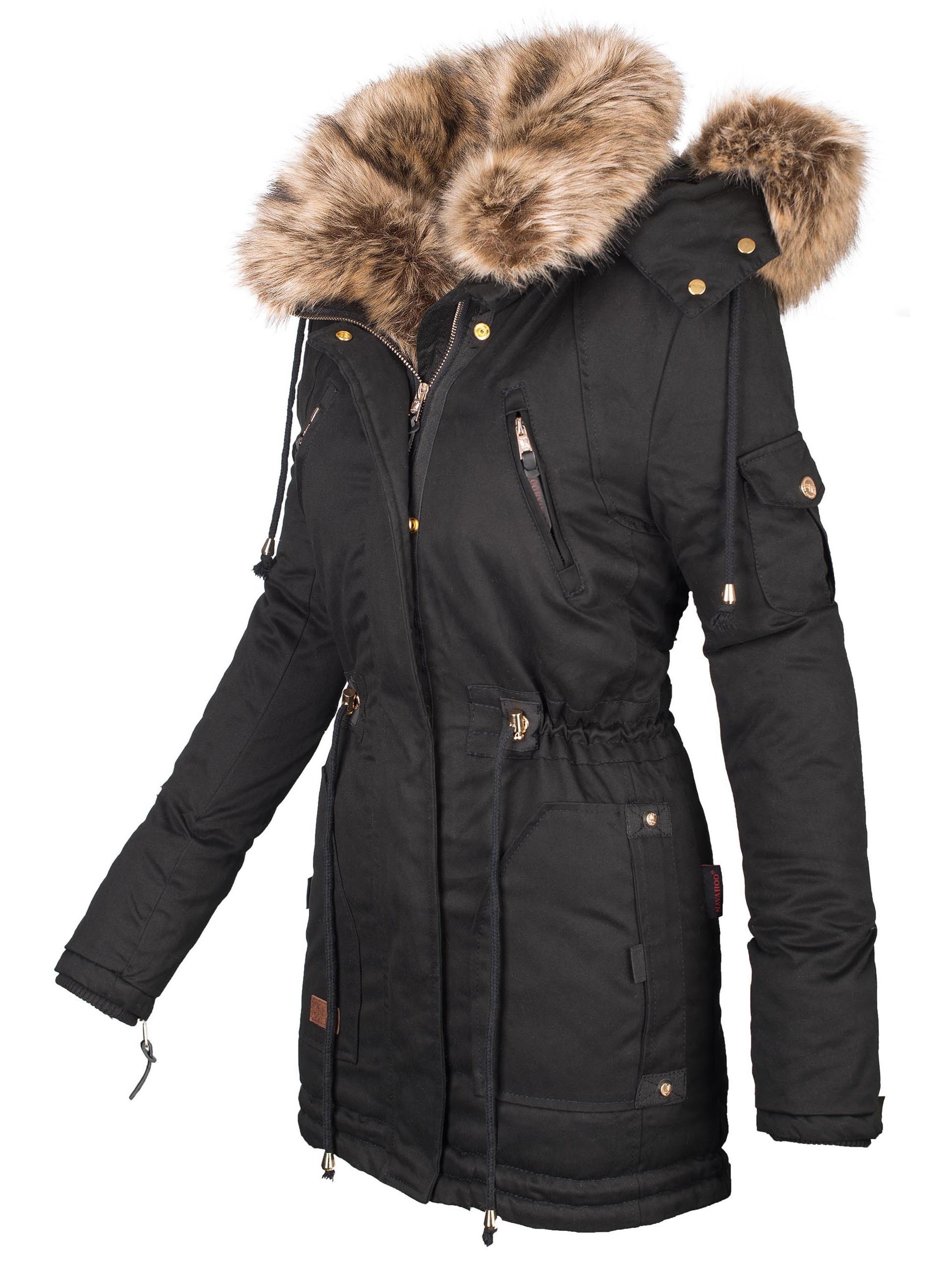 Navahoo Winterjacke Schwarz Mit Fell Damen Navahoo Frauen