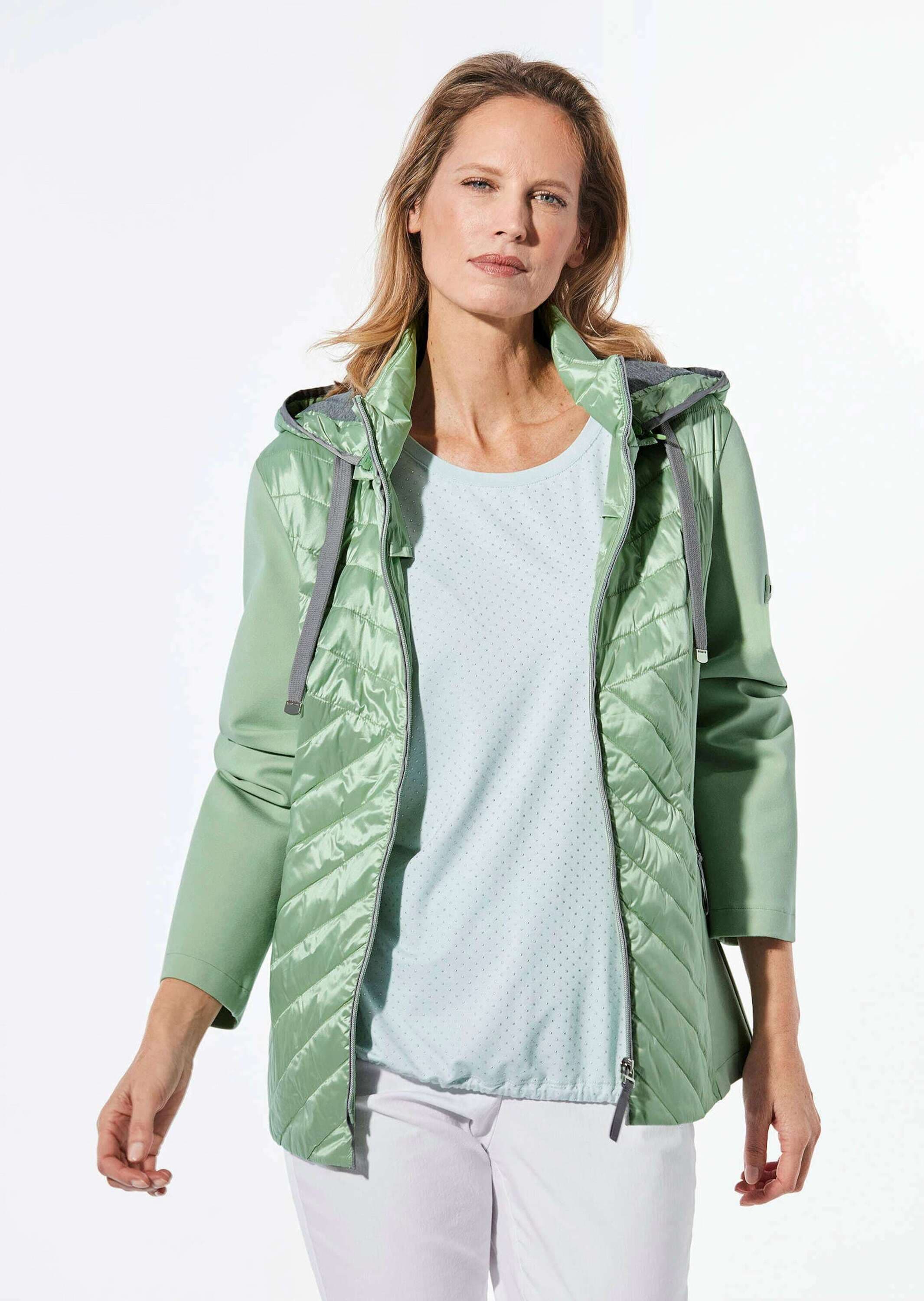 GOLDNER Kurzjacke »Steppjacke mit abnehmbarer Kapuze« Kontrastfarbige Blenden und Details