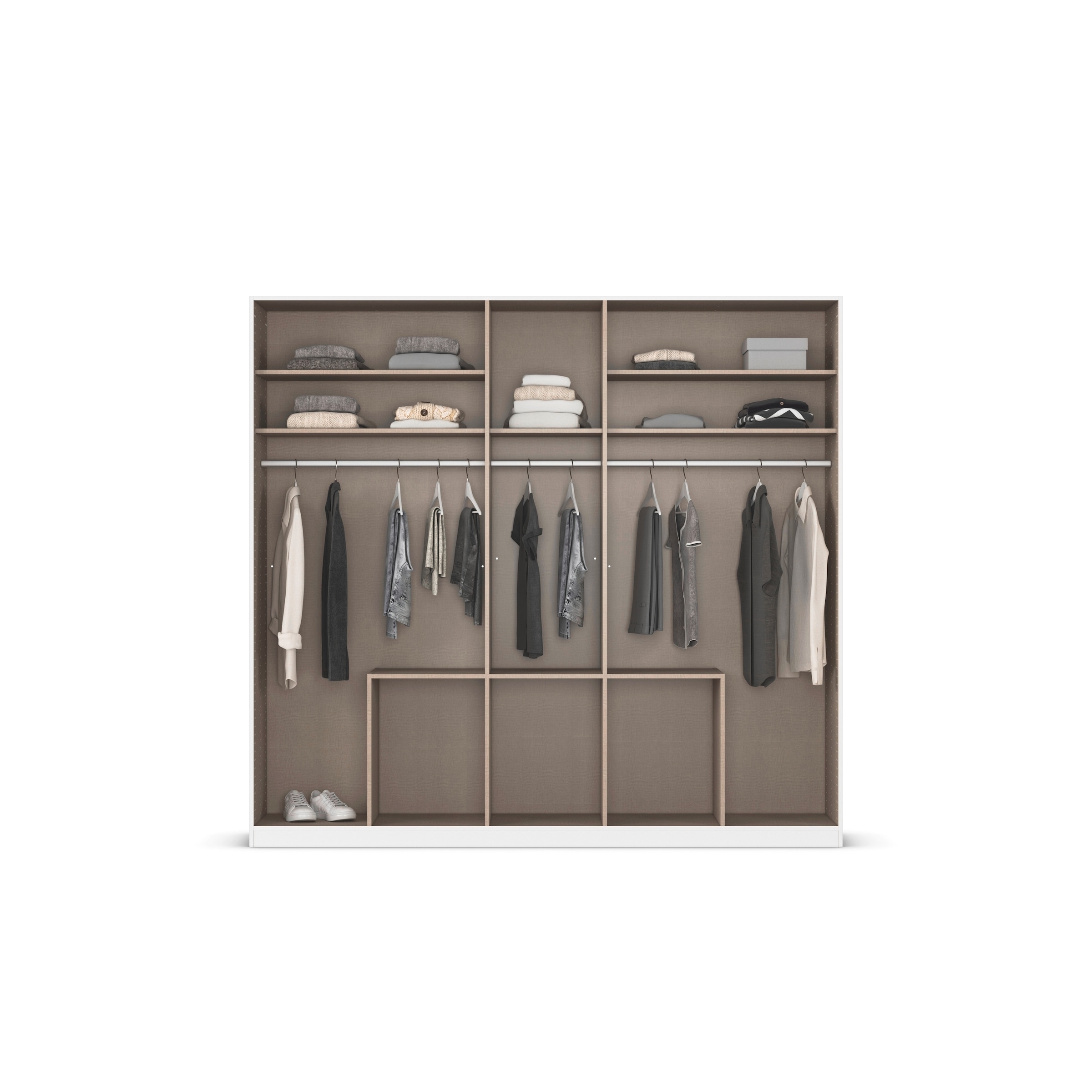 rauch Drehtürenschrank »Kleiderschrank Schrank Garderobe AGORDO mit Dekor- oder Hochglanzfront«, (in zwei Griff-Farben mit Dekor- oder Hochglanzfront), mit Außenschubkästen, in 6 Breiten und 2 Höhen MADE IN GERMANY