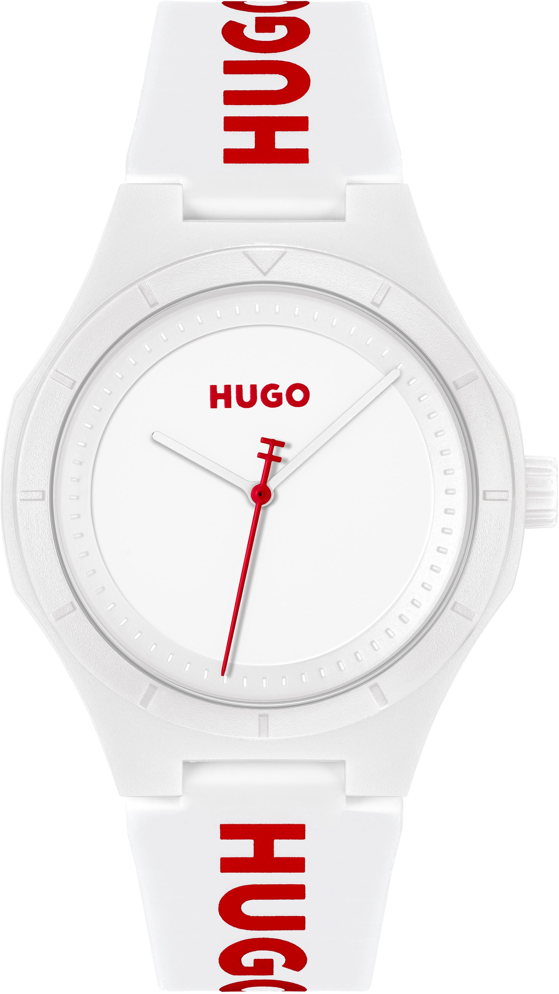 HUGO Mens #Lit White Dial Rubber Strap Watch 1530345