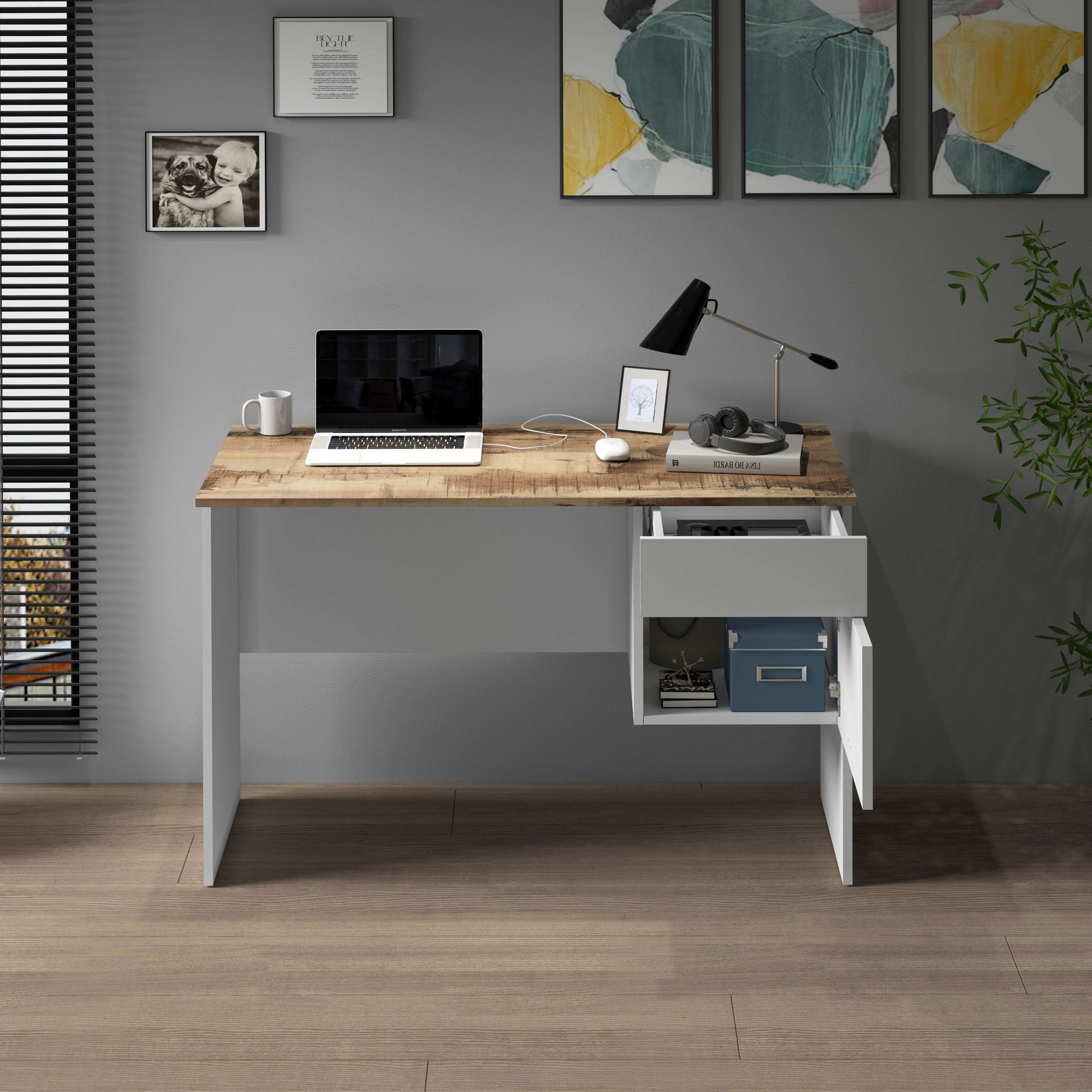 INOSIGN Schreibtisch »Sunrise, kleiner Computertisch, Bürotisch«, mit 1 Tür & 1 Schublade, Tischplatte Breite 110 cm, Made in Italy
