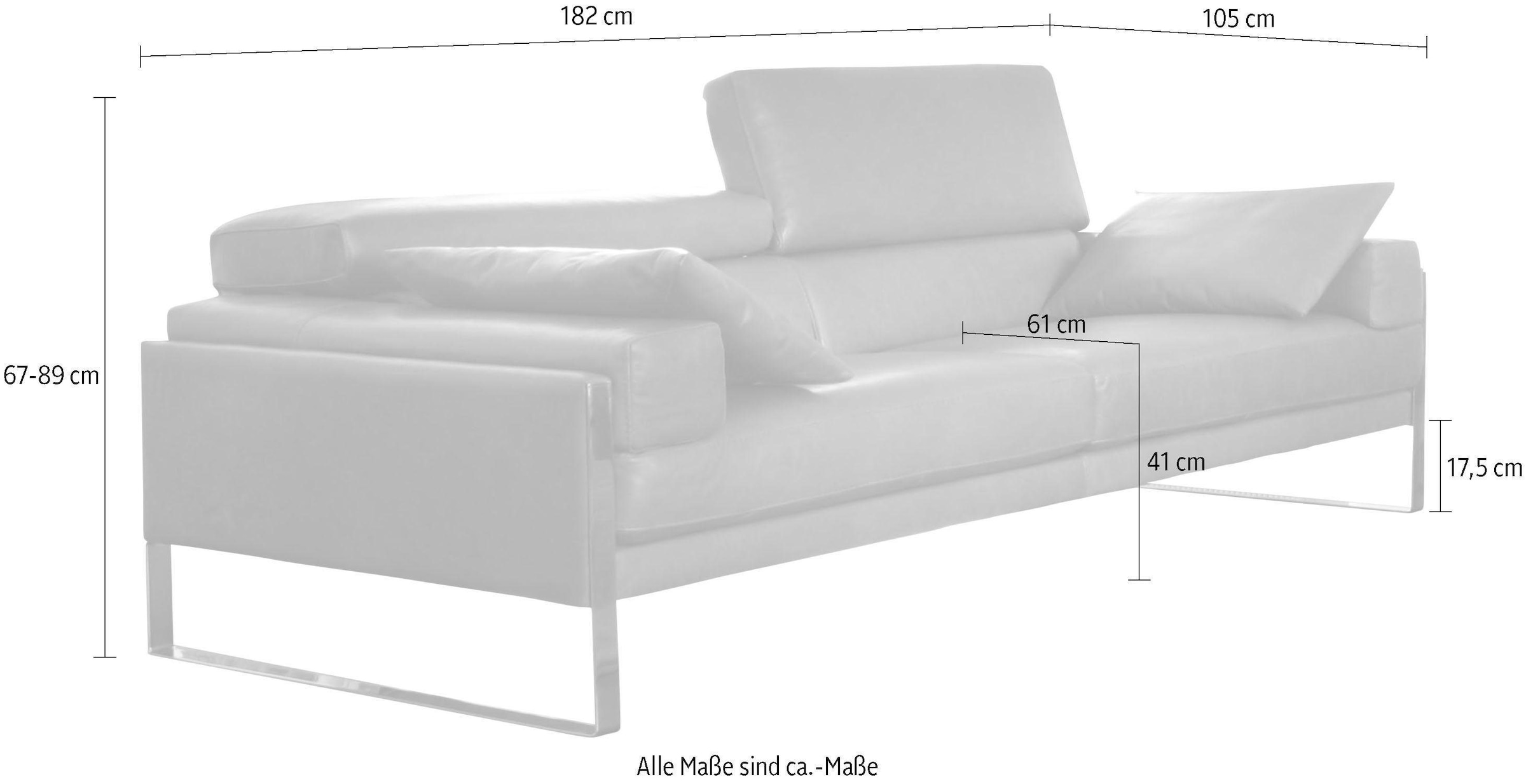 CALIA ITALIA 2-Sitzer »Romeo, Designsofa der Extraklasse mit tollem Sitzkomfort«, edle Design Kufenfüße und edlem Lederbezug