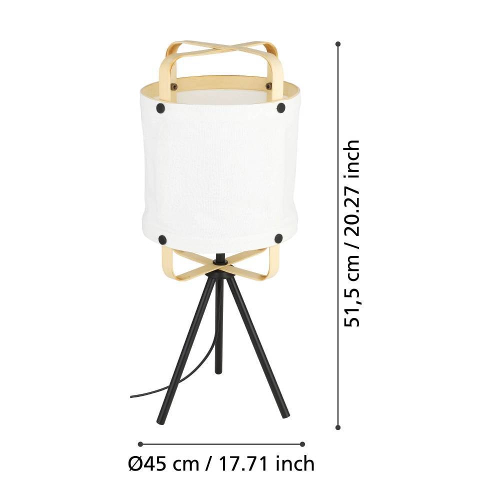 EGLO Tischleuchte »SURFLEET« E27 1 Stk. Tischleuchte aus Holz, Baumwolle in Leinen-Optik und Metall in Schwarz