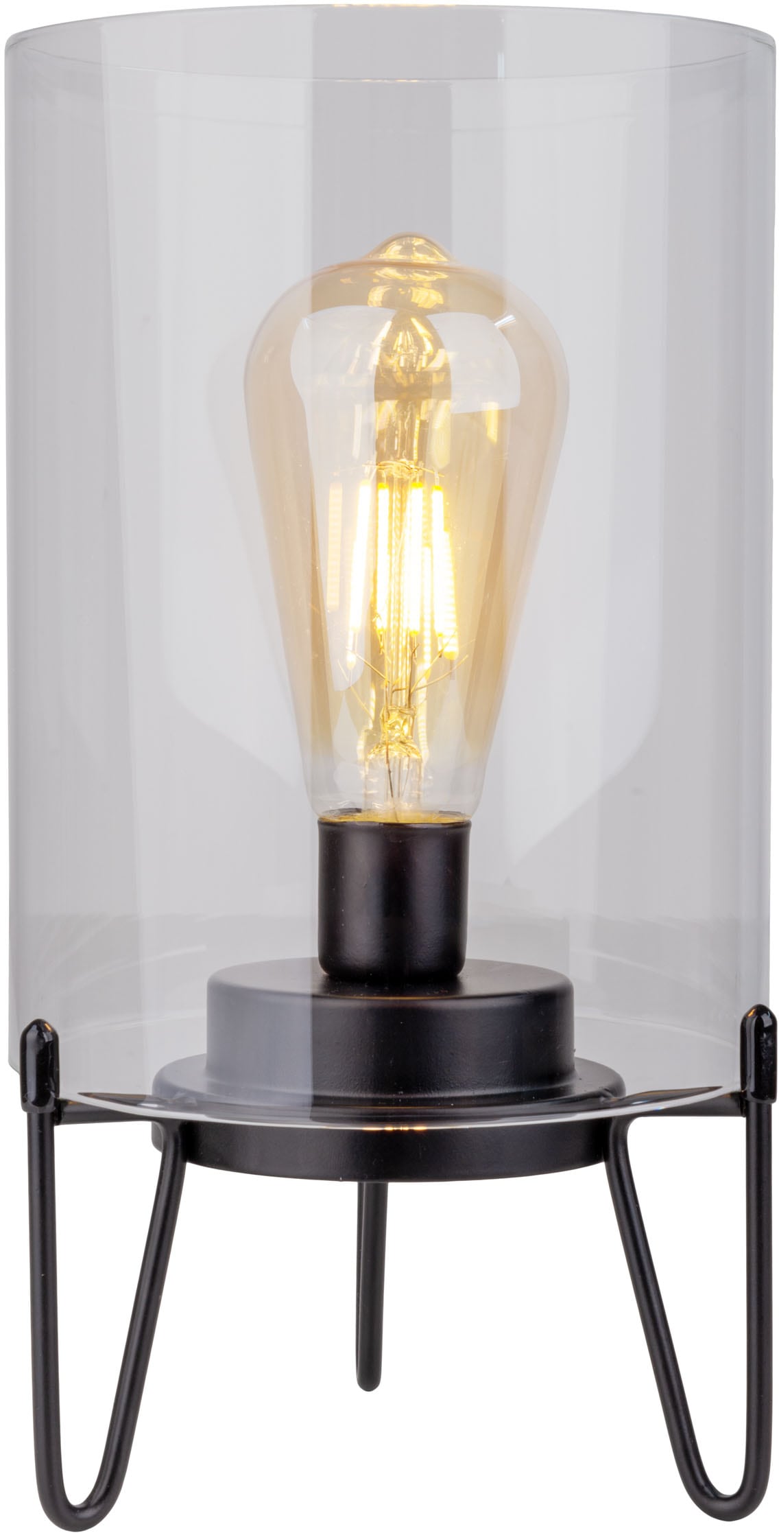 näve LED Außen-Tischleuchte »Lonna« LED-Modul 1 Stk. Warmweiß Glasschirm klar, batteriebetrieben, Timer, Gestell schwarz, H: 28,5cm