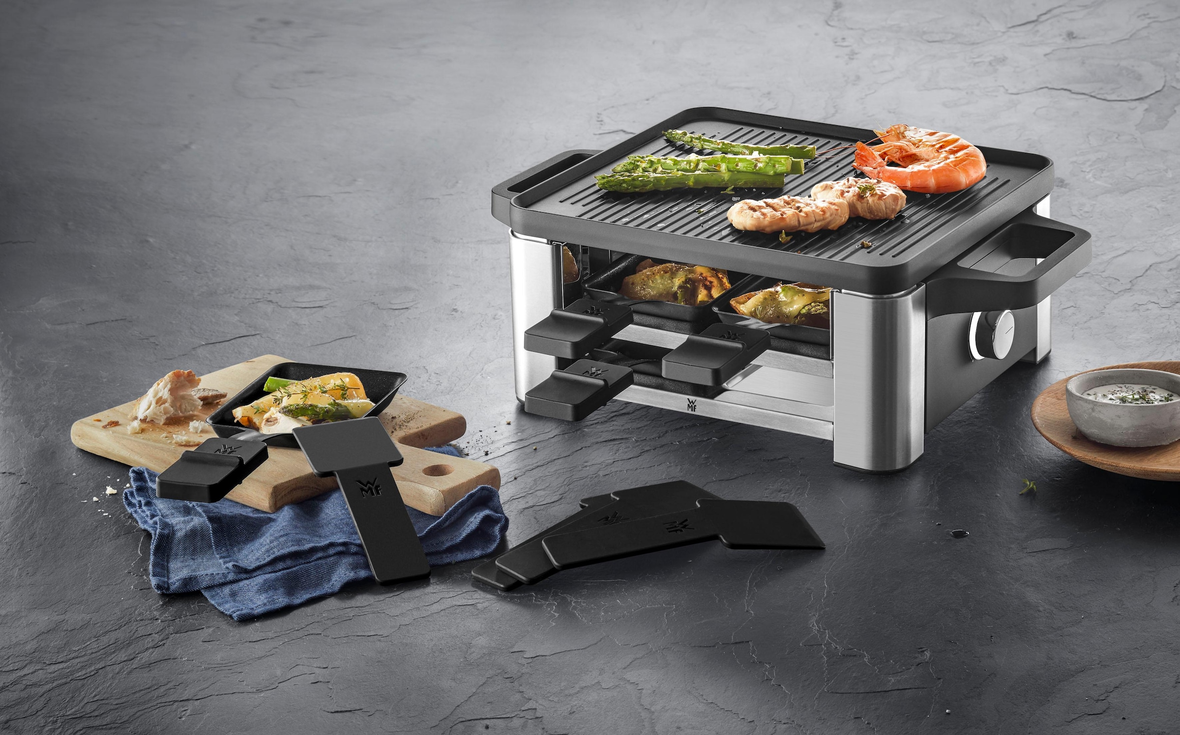 WMF Raclette »LONO for 4«, Garantie W XXL Jahren mit St. 870 3 4 Raclettepfännchen