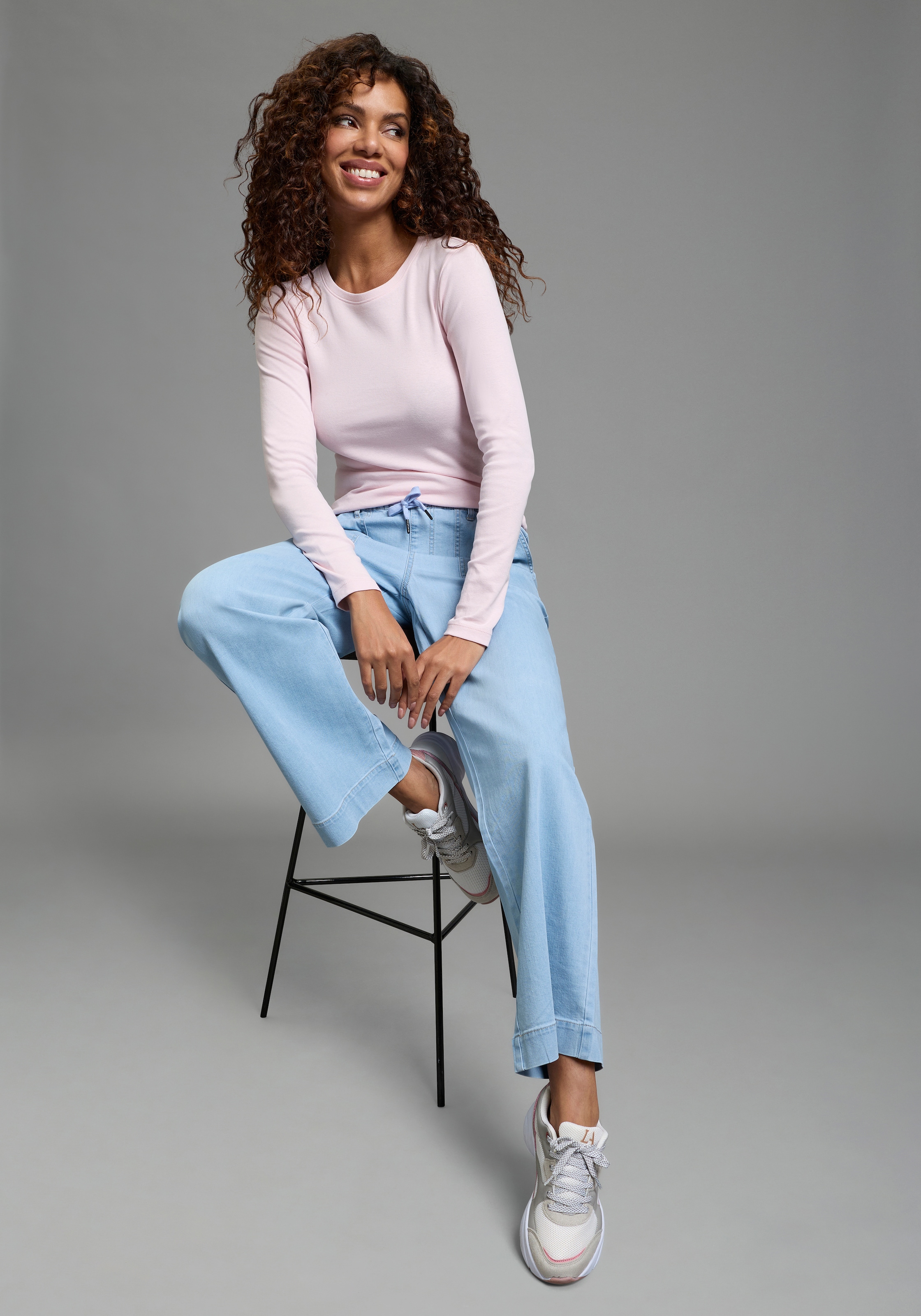 KangaROOS Weite Jeans weite Beinweite, normale Leibhöhe, knöchellanger Schnitt