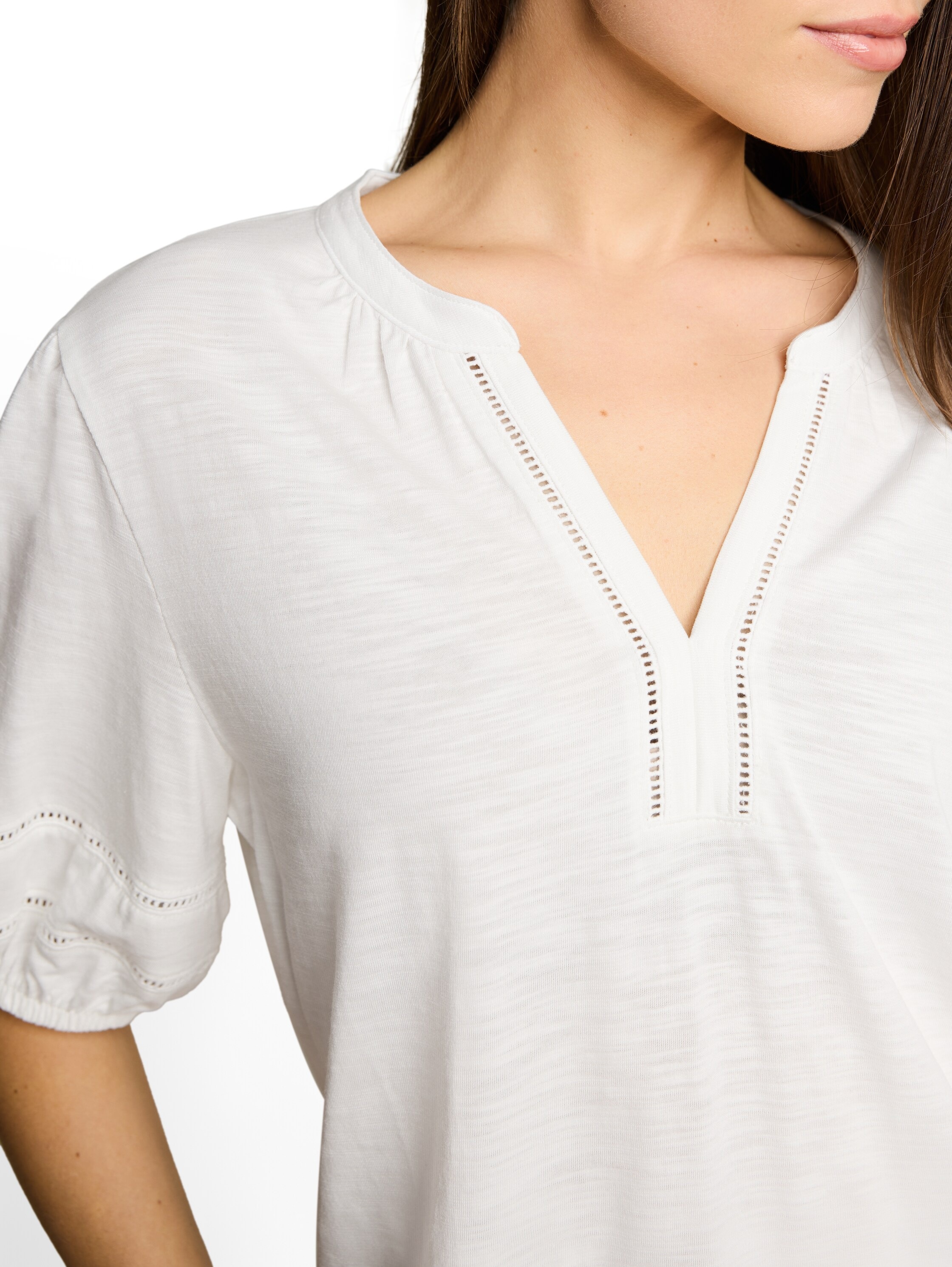 TOM TAILOR Blusenshirt Sommershirt mit Häkel-Details