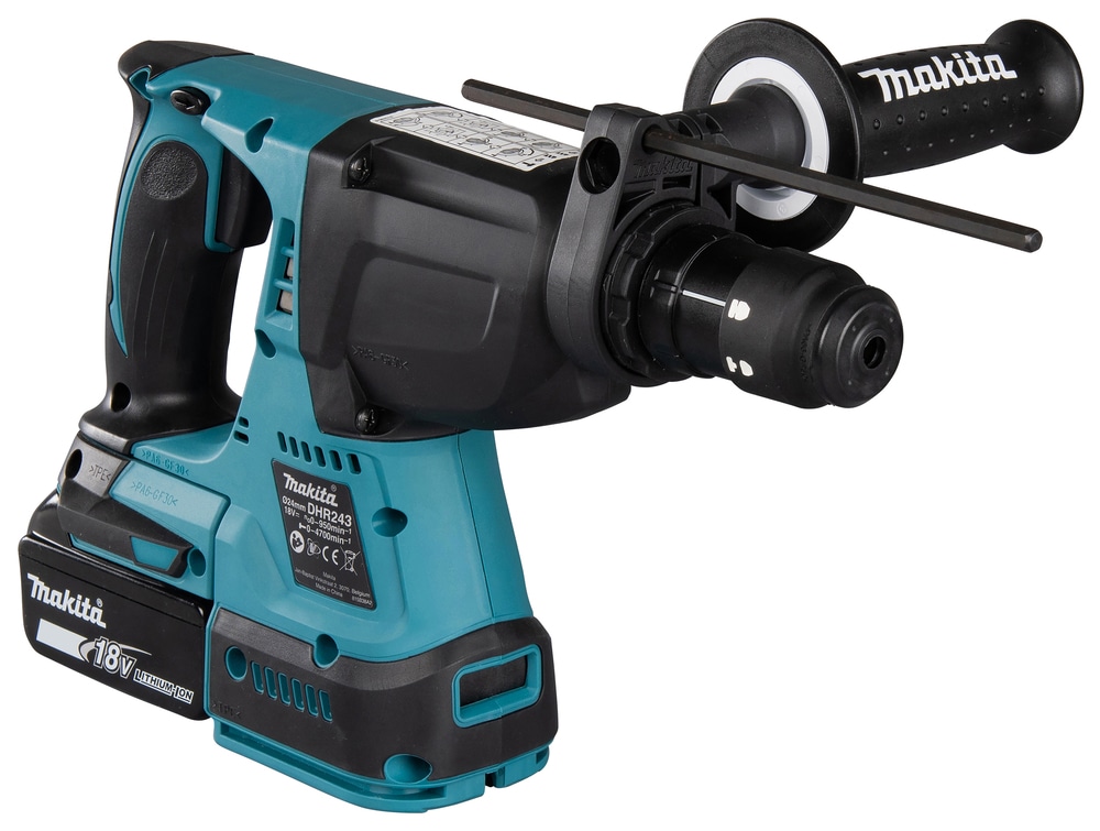 Makita Kombihammer »DHR243RTJ«, (Set), für SDS-PLUS 18 V, 5,0 Ah, inkl. Akku, Ladegerät und Koffer