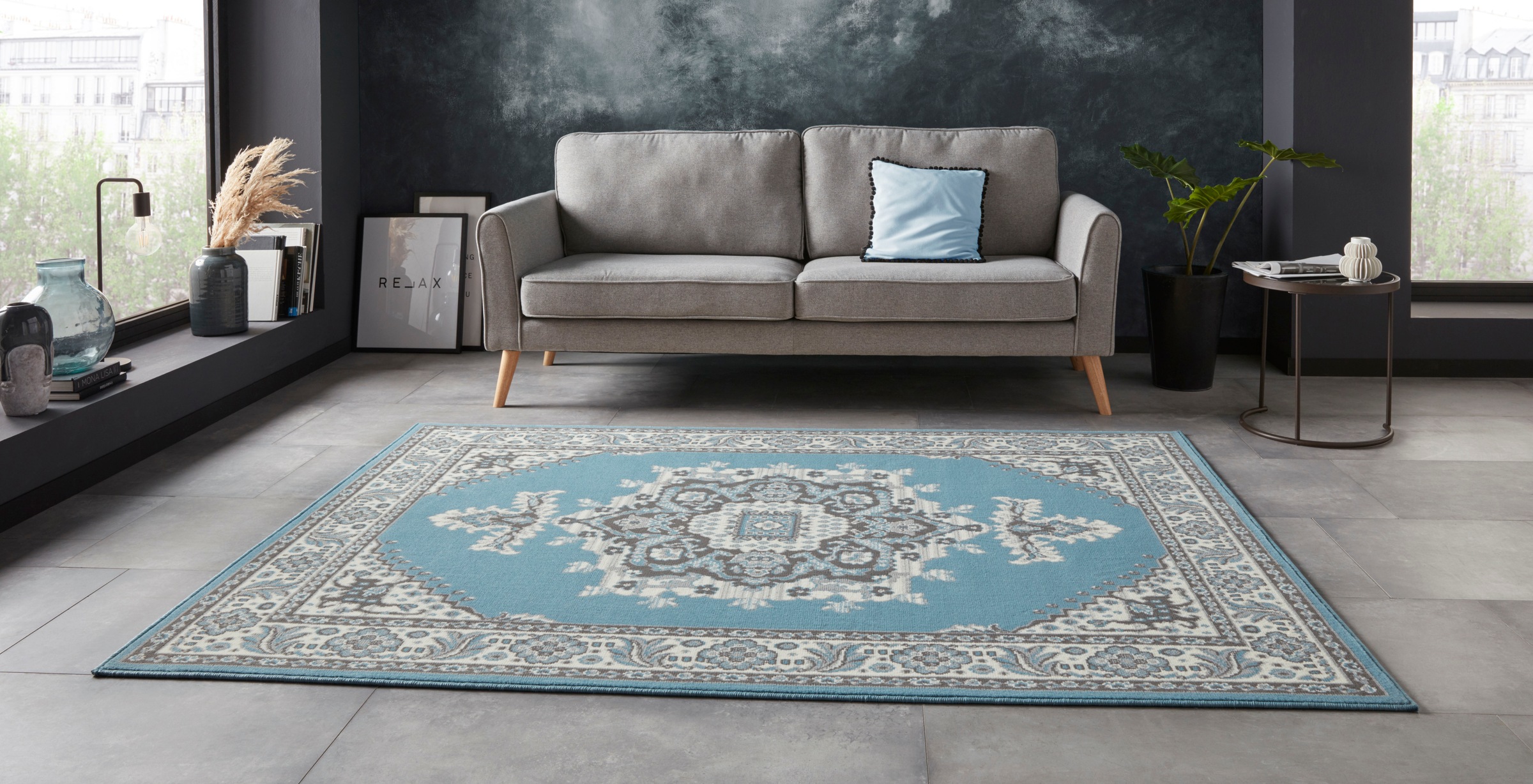 Home affaire Teppich »Nef«, rechteckig, 8 mm Höhe, Kurzflor, Vintage-Design, Orient-Optik, mit Bordüre