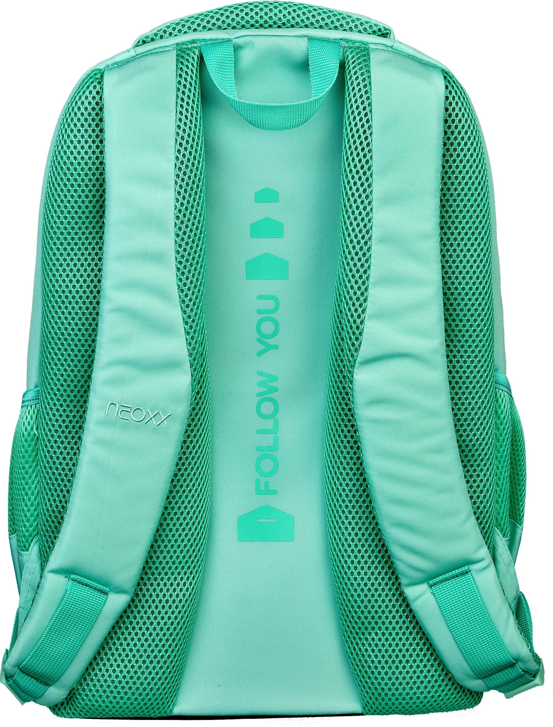 neoxx Schulrucksack bei aus Reflektionsnaht, »Fly, be«, to Mint PET-Flaschen recycelten ♕