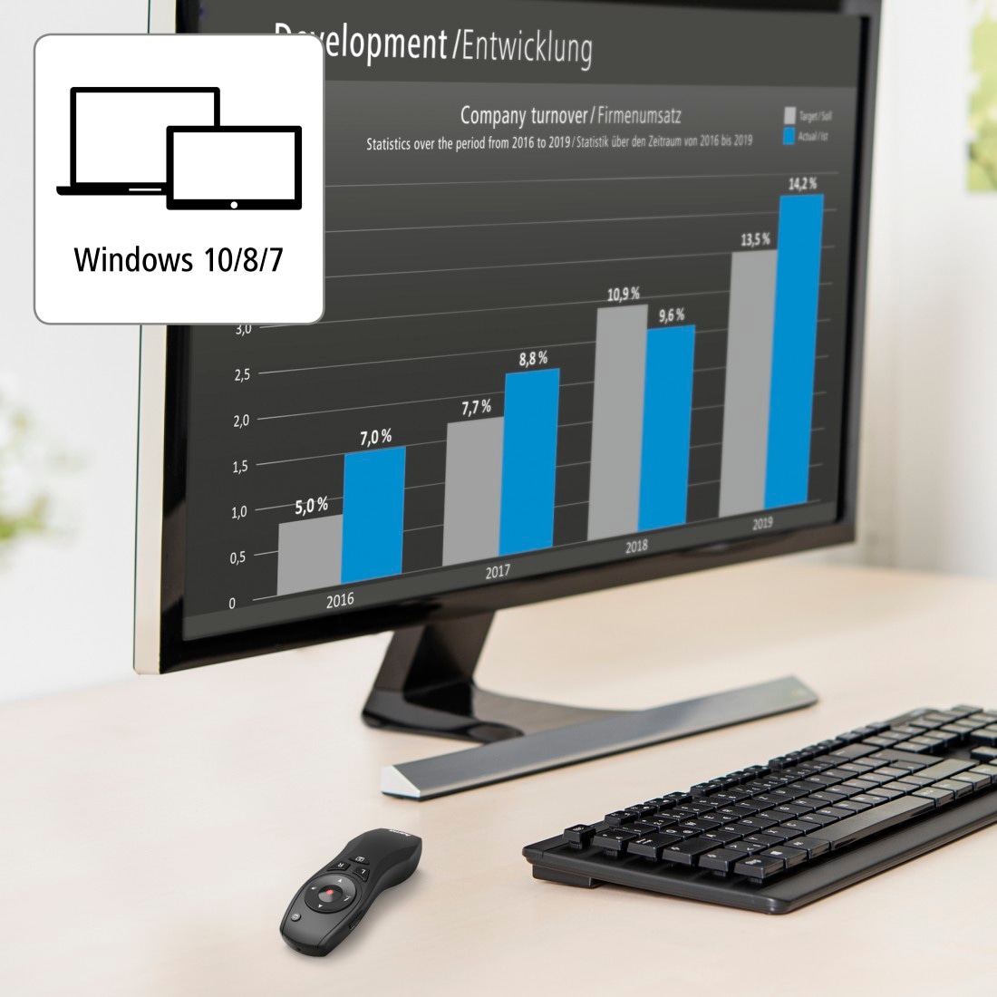 Hama Fernbedienung »Wireless-Laser Presenter 6in1, 15 m Reichweite, Laserpointer« Air-Maus-Funktion, Batteriebetrieb, Smart-Link, Digital Ink