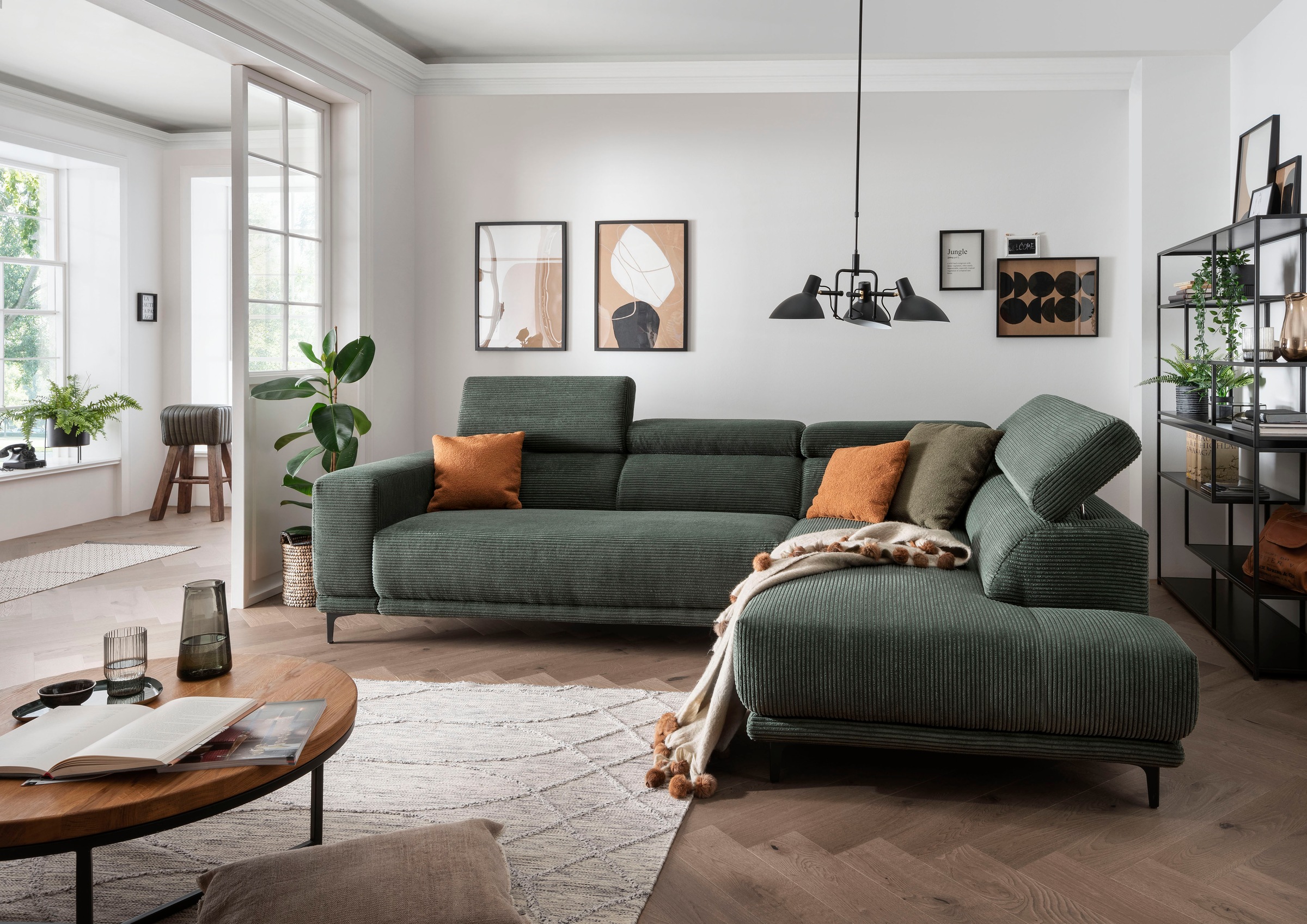 alina Ecksofa »Hikari«, wahlweise mit Sitzvorzug, in modernem Cordstoff, Breite 302 cm