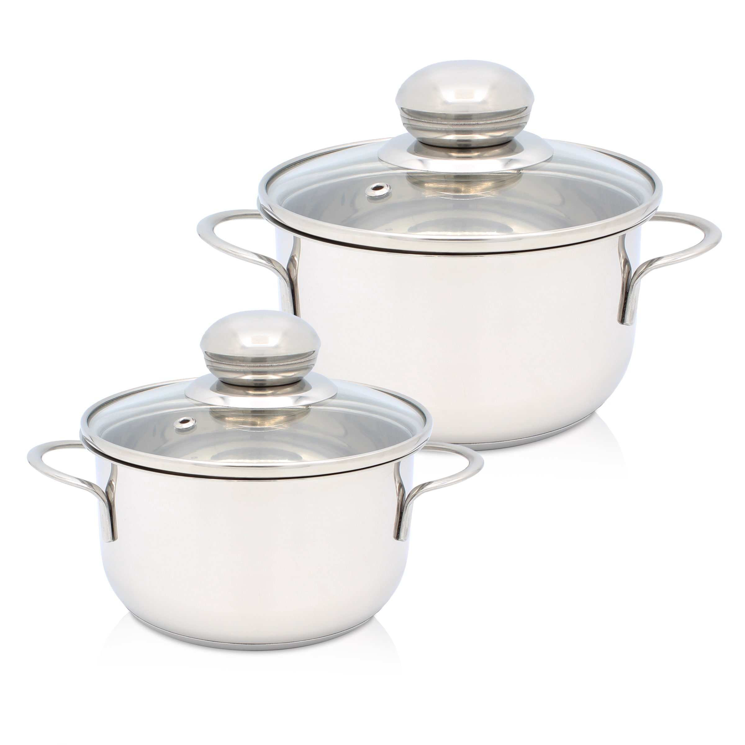 Krüger Topf-Set »Saturn«, Edelstahl, (Set, 2 tlg., 1x Fleischtopf Ø 12 cm, 1x Fleischtopf Ø 14 cm, je mit Deckel), für Induktions-Kochfelder geeignet