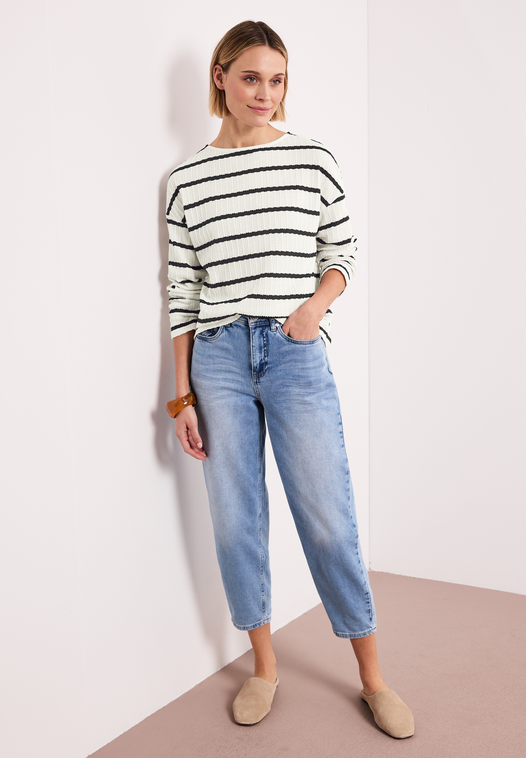 STREET ONE Langarmshirt mit Streifen Muster