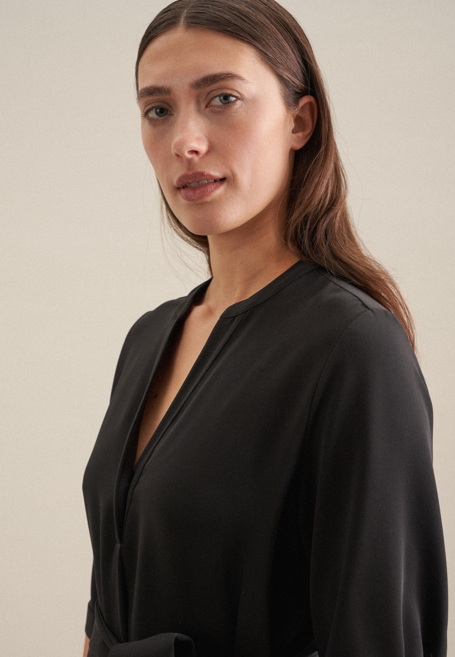 seidensticker Sommerkleid »Schwarze Rose« 3/4-Arm Kragen Uni