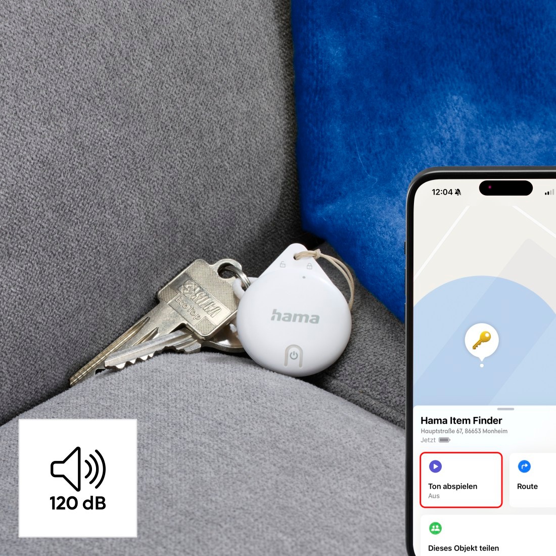 Hama GPS-Tracker »Schlüsselfinder für Apple „Wo ist“-App (Bluetooth, mit Alarm, für iOS)«, AirTag Alternative, Tracker