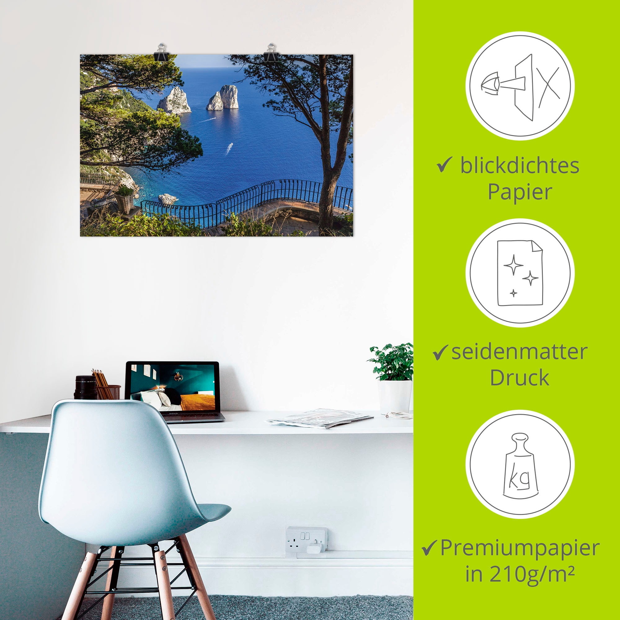 Artland Wandbild »Faraglione-Felsen auf Capri, Italien«, Meer Bilder, (1 St.), als Alubild, Outdoorbild, Leinwandbild, Poster, Wandaufkleber